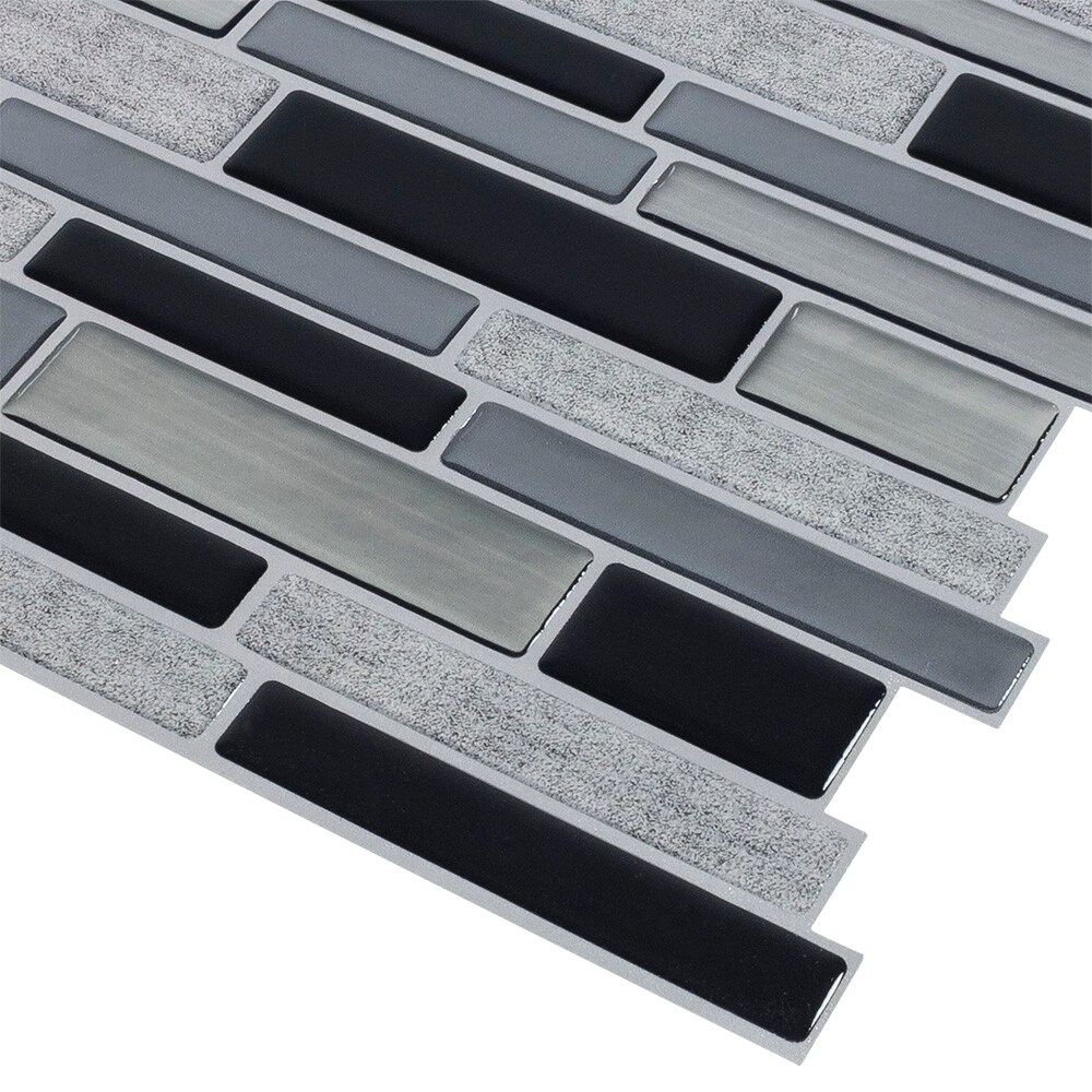 Peel&Stick Mosaics Silver Sky 10-in x 10-in Glossy Composite Linear Peel and Stick Wall Tile (0.65-sq. ft/ Piece)