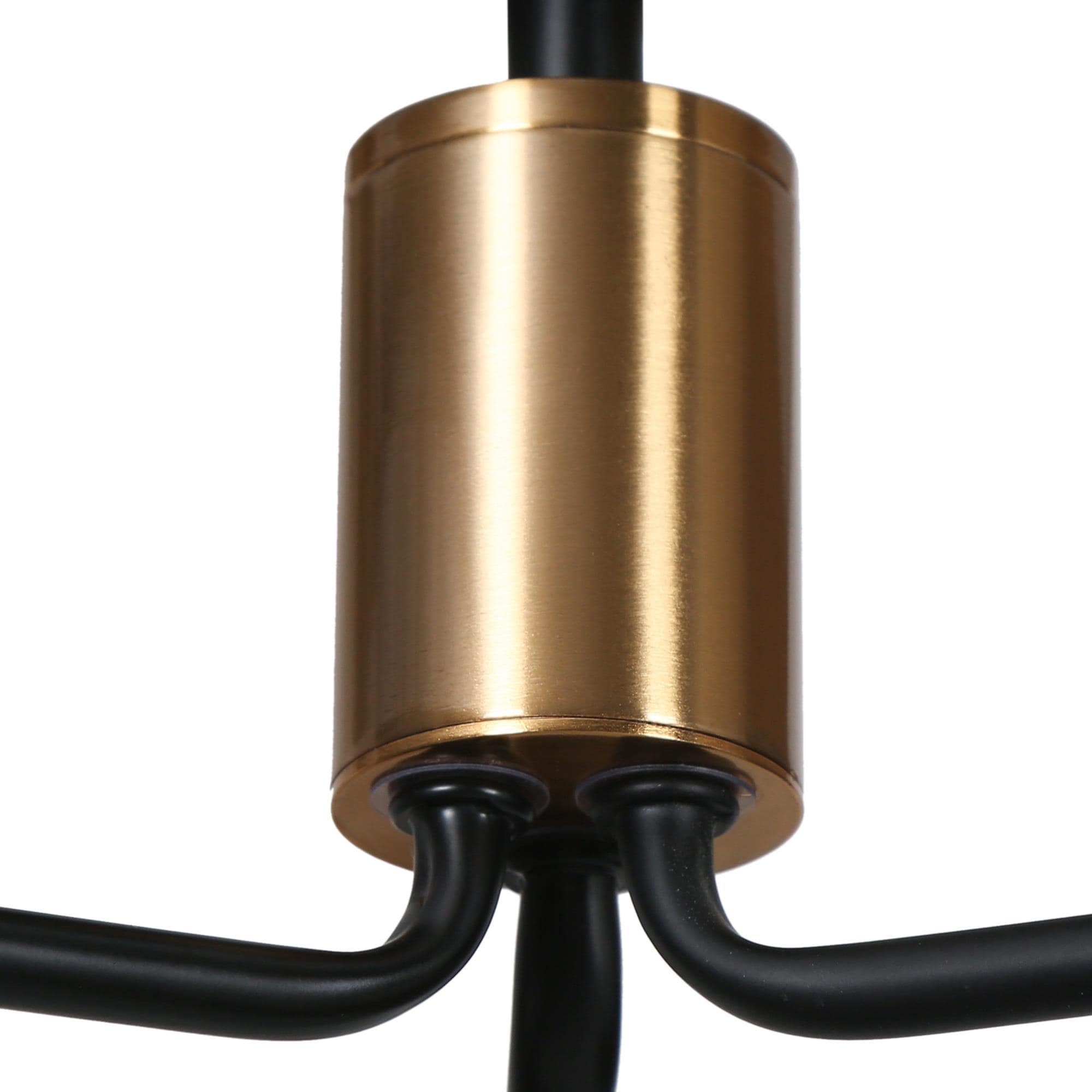 Modern 19" Matte Black and Brass Semi-Flush Mount with Frosted Glass Globes