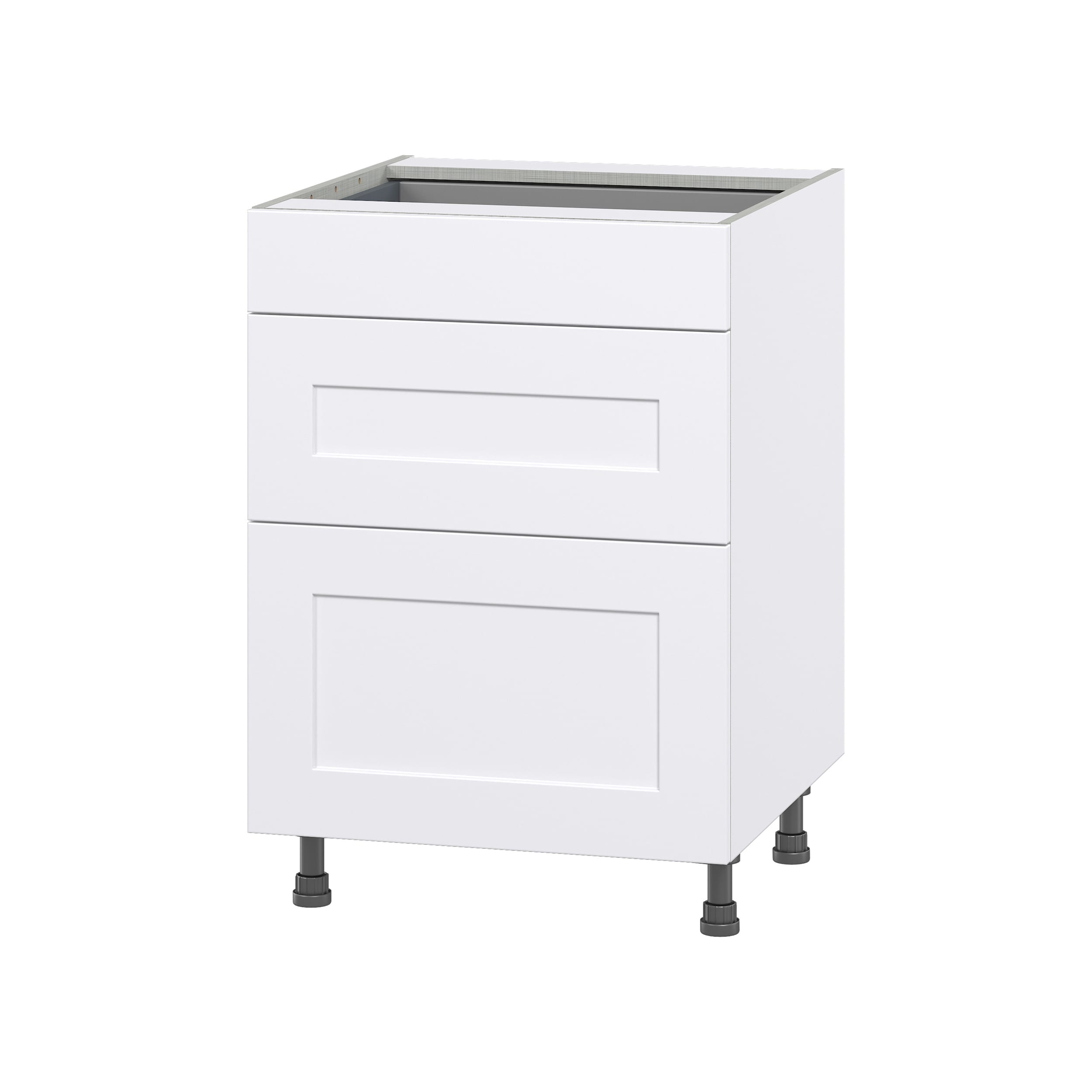 Hugo&Borg DSB3D24-JO Jolie 24-in W x 34.5-in H x 24-in D Warm White 3 -Drawers Drawer Base Fully assembled Cabinet Shaker)