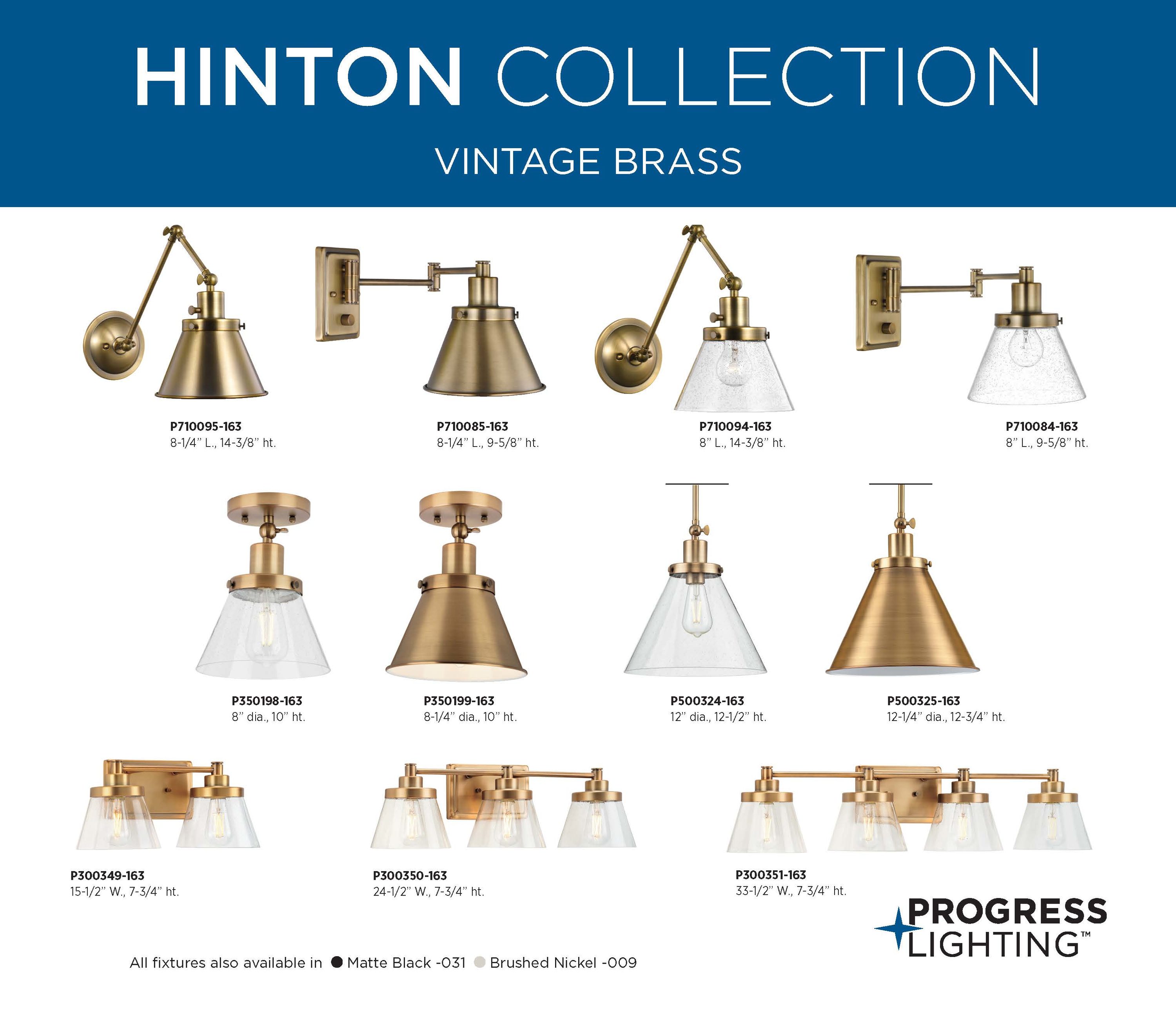 Progress Lighting Hinton 24.5-in 3-Light Vintage Brass Farmhouse Vanity Light