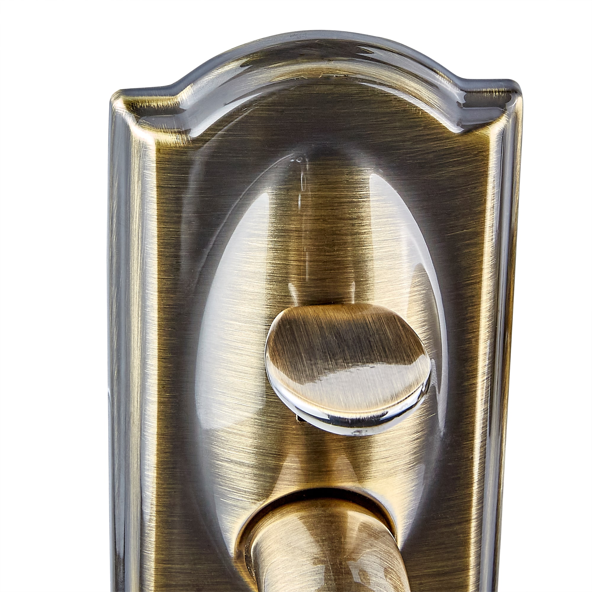 Schlage Camelot Antique Brass Single-Cylinder Deadbolt Keyed Entry Door Handleset  Knob in the Handlesets department at
