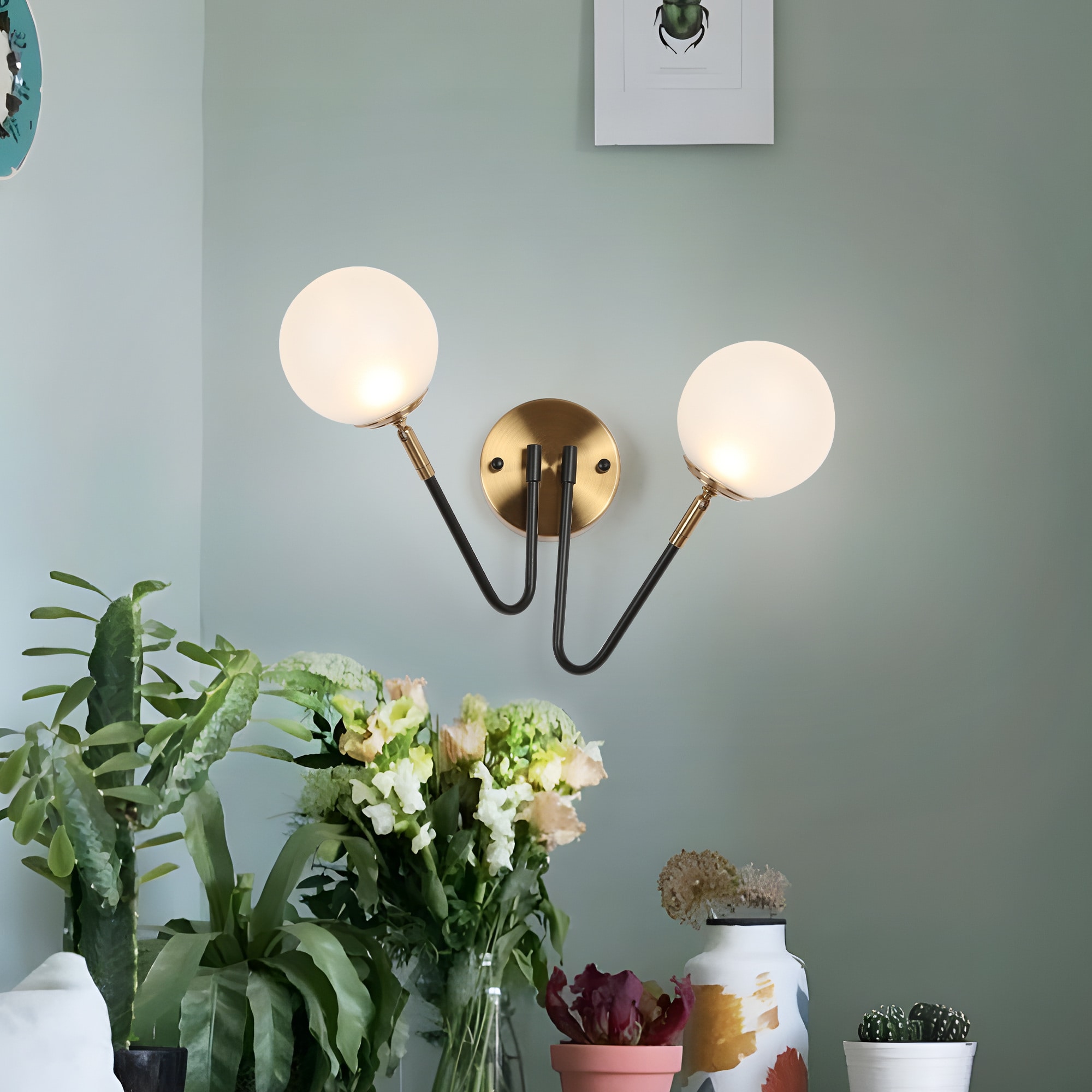 ZEVNI L3BIBBZMW4409S87 Mordy 15.7-in W 2 -Light Satin Gold Transitional Integrated LED Wall Sconce