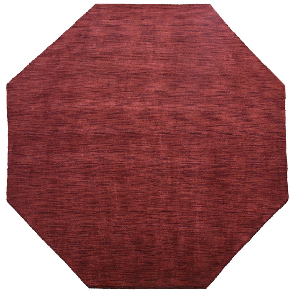 Rugsotic Carpets - HAND KNOTTED LOOM WOOL ECO-FRIENDLY AREA RUGS - 8'x8' Octagon Shape Dark Red...