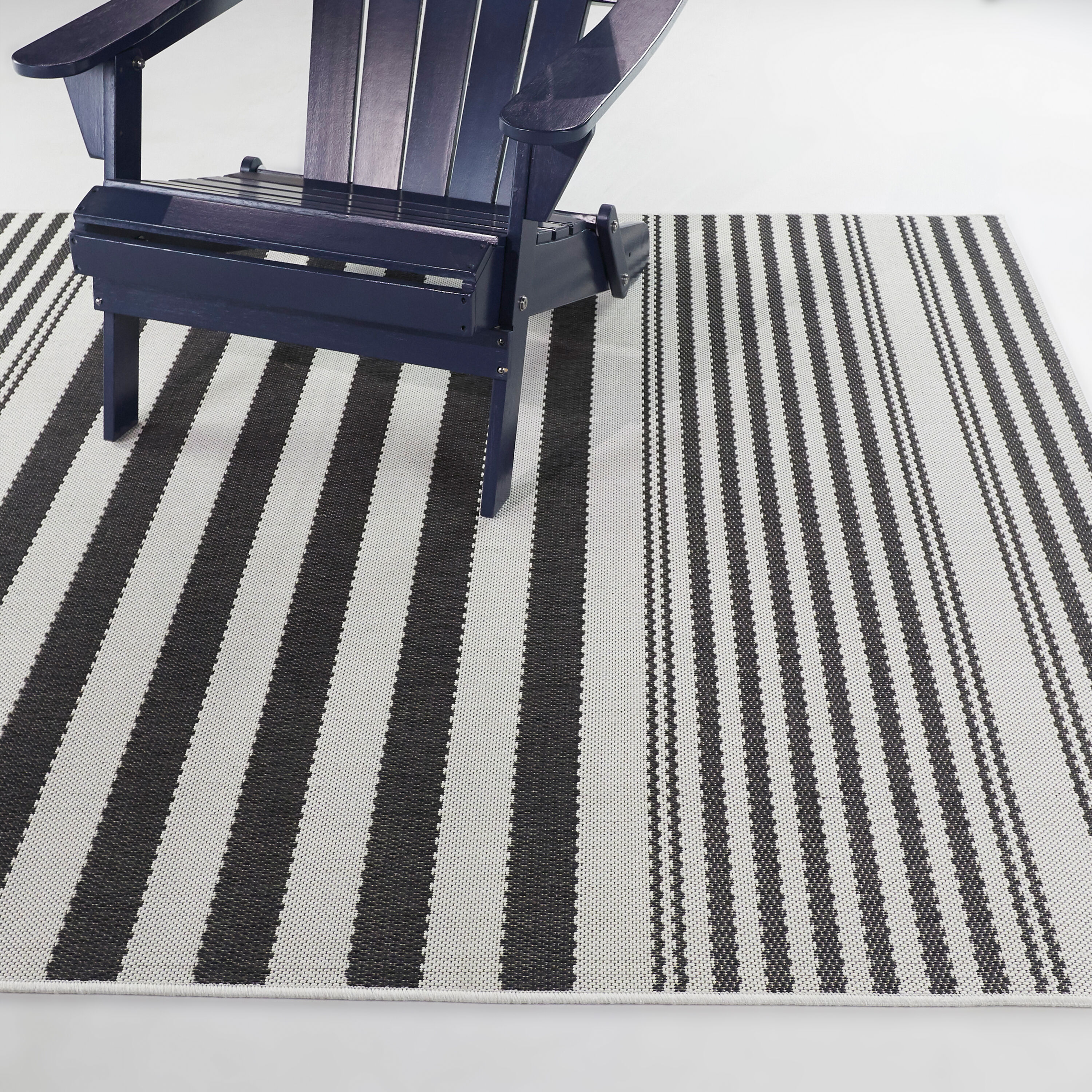 Balta 3101991 8 x 10 (ft) Polypropylene Charcoal Rectangular Indoor/Outdoor Stripe Area rug