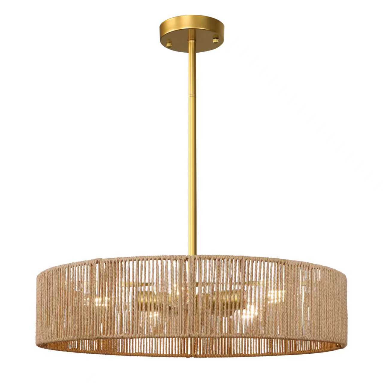 WBinDX 5 -Light Polished Gold Bohemian Rattan Chandelier