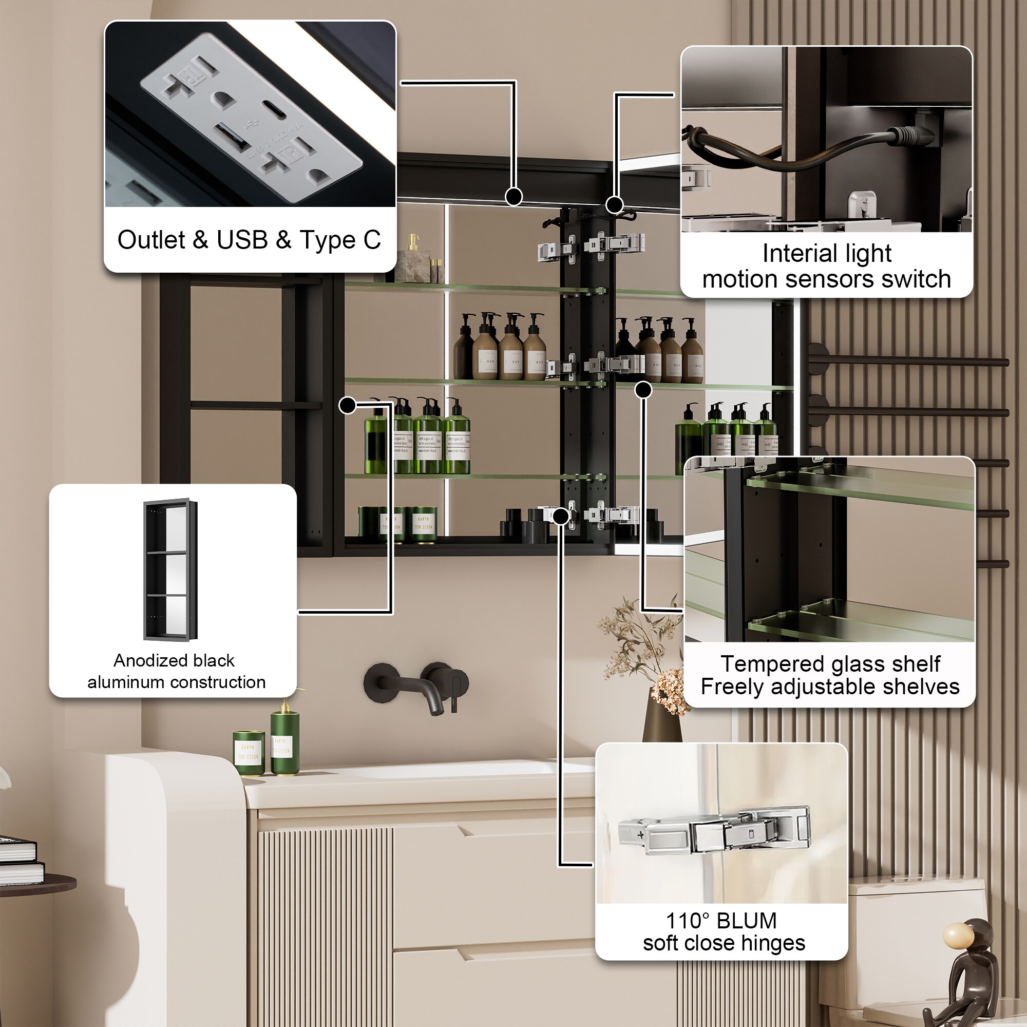 Forclover MEAM-12M4830R2MC Bathroom-Medicine-Cabinets - View #2