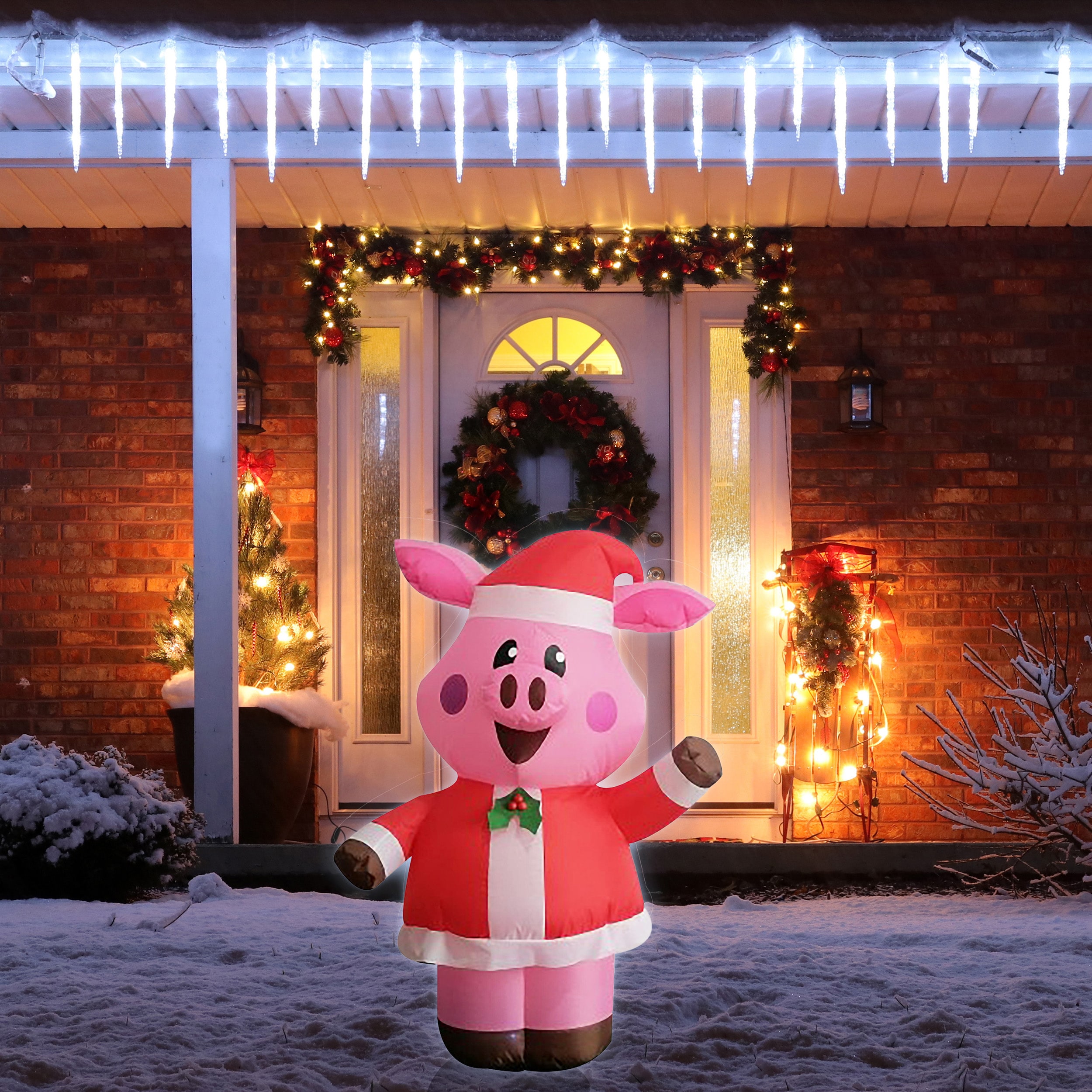 RARE 6Ft store Tall Lighted Inflatable Outdoor Christmas Pig