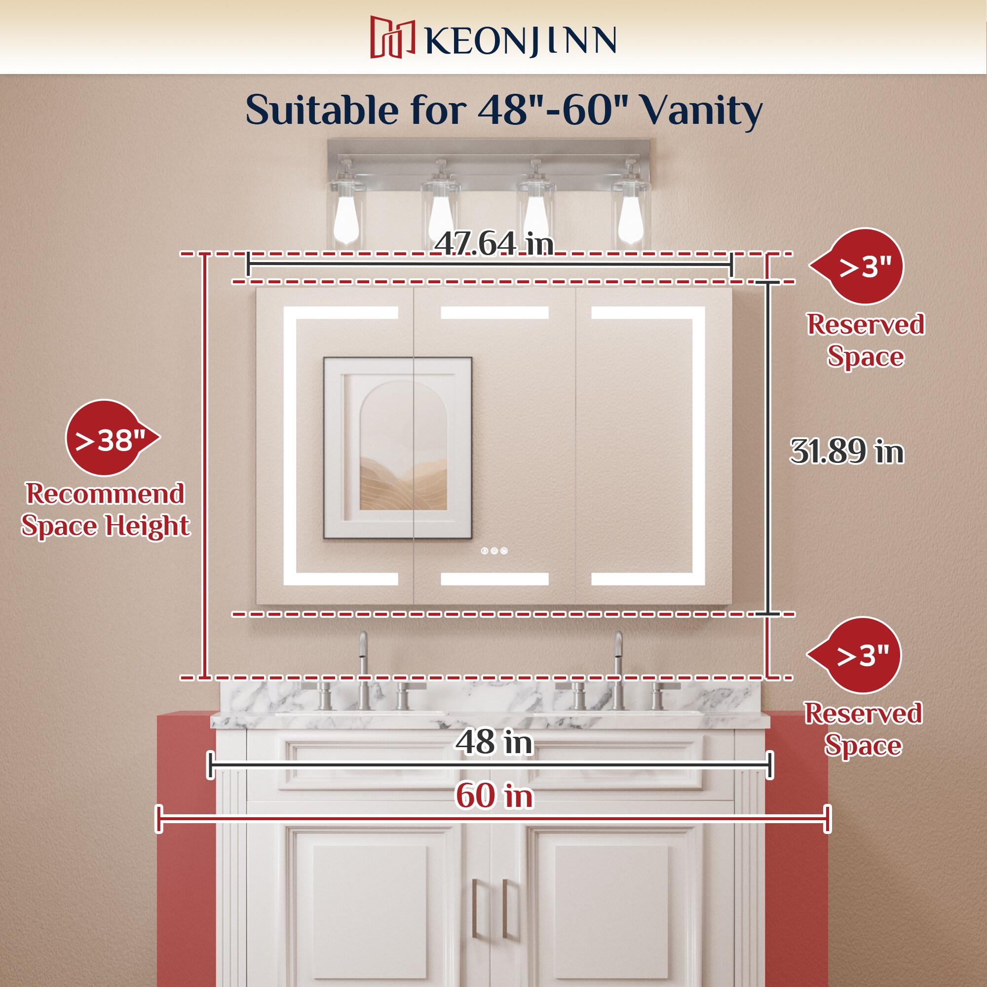 Keonjinn LW-JG-ZG-12181 Bathroom-Medicine-Cabinets - View #4