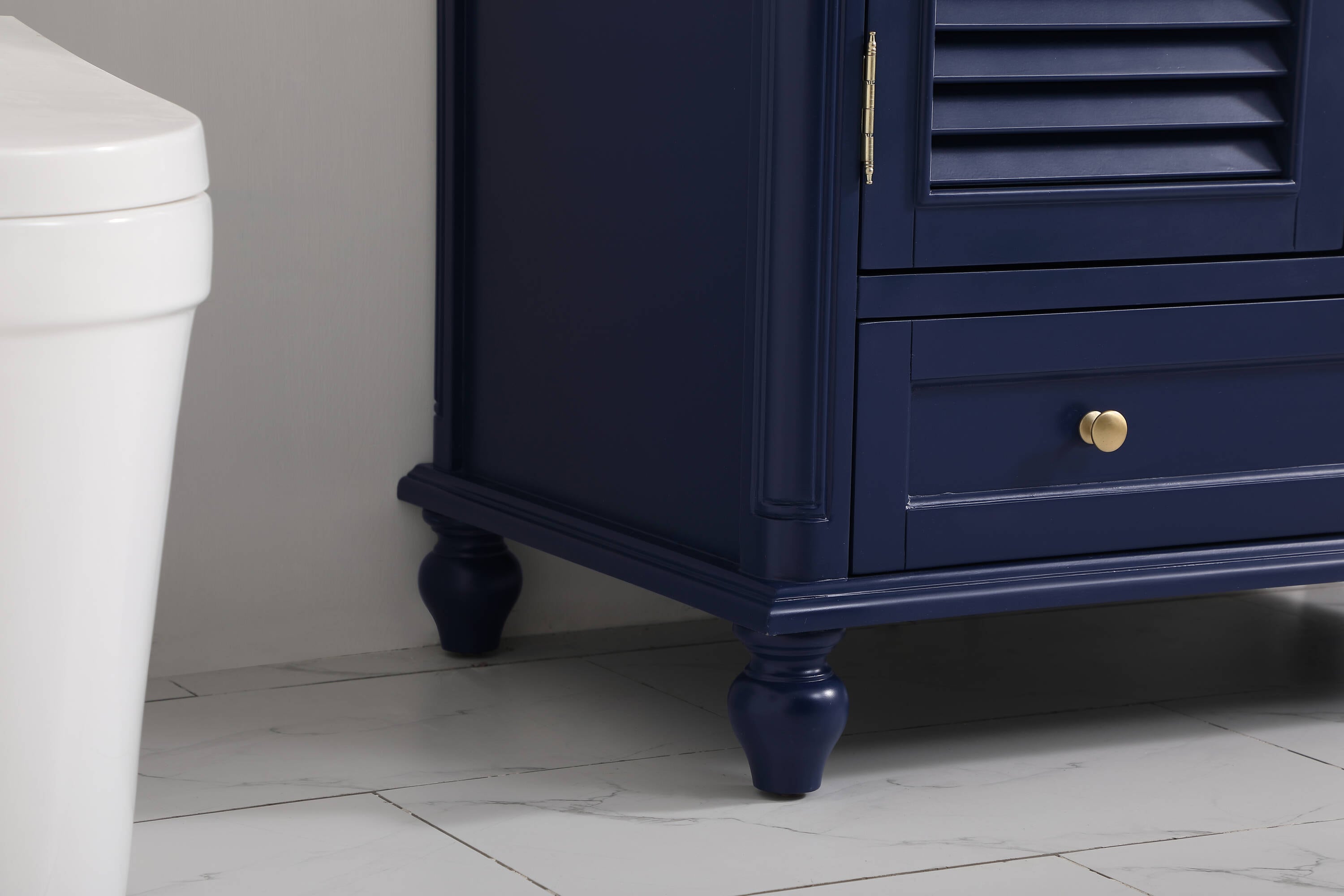 Rhodes 36" Blue Solid Wood Single Bathroom Vanity with Marble Top
