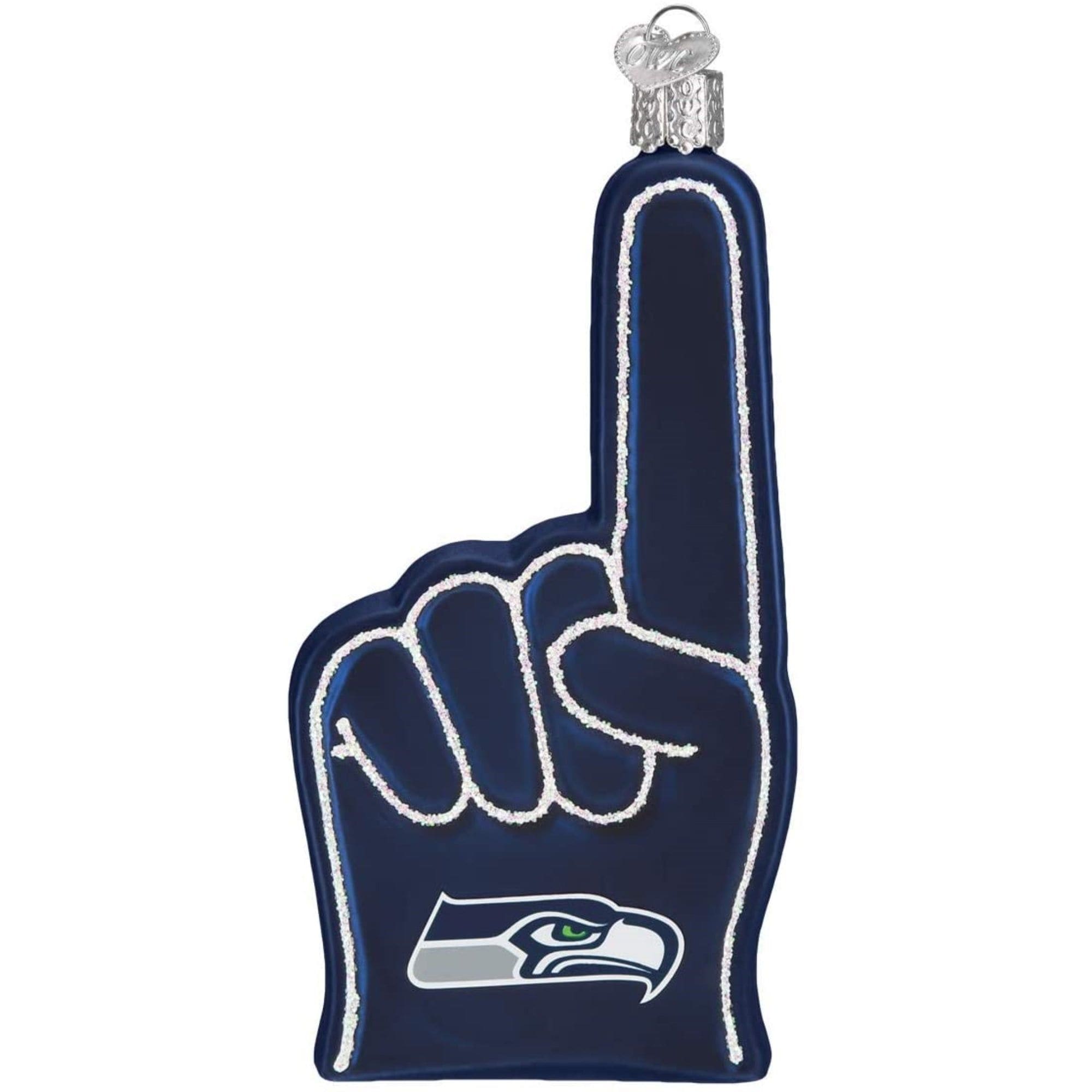 Old World Christmas 729343729187 Blown Glass Ornament for Christmas Tree - Seattle Seahawks Foam Finger