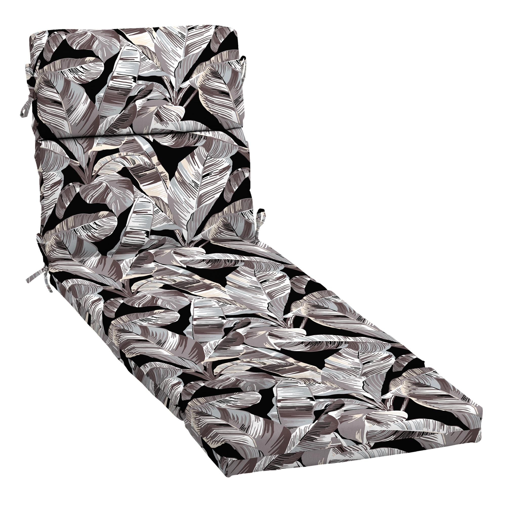 Style Selections HQ26592B-D9C1 48-in x 23-in Black Tropical Patio chaise lounge chair cushion