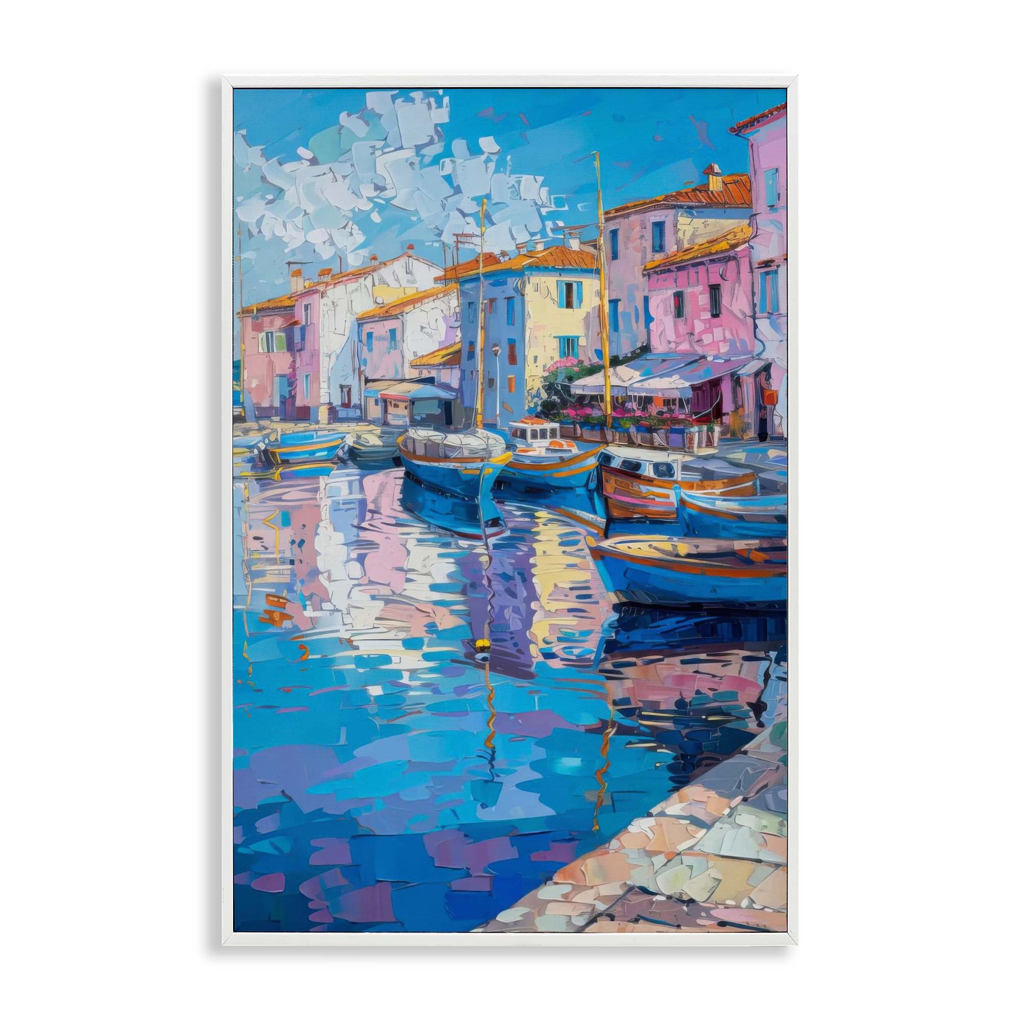 Stupell Industries BT-731-WFR-16X24 Abstract Harbor Reflection White Framed Giclee Art By LSR Design Studio 16 x 24