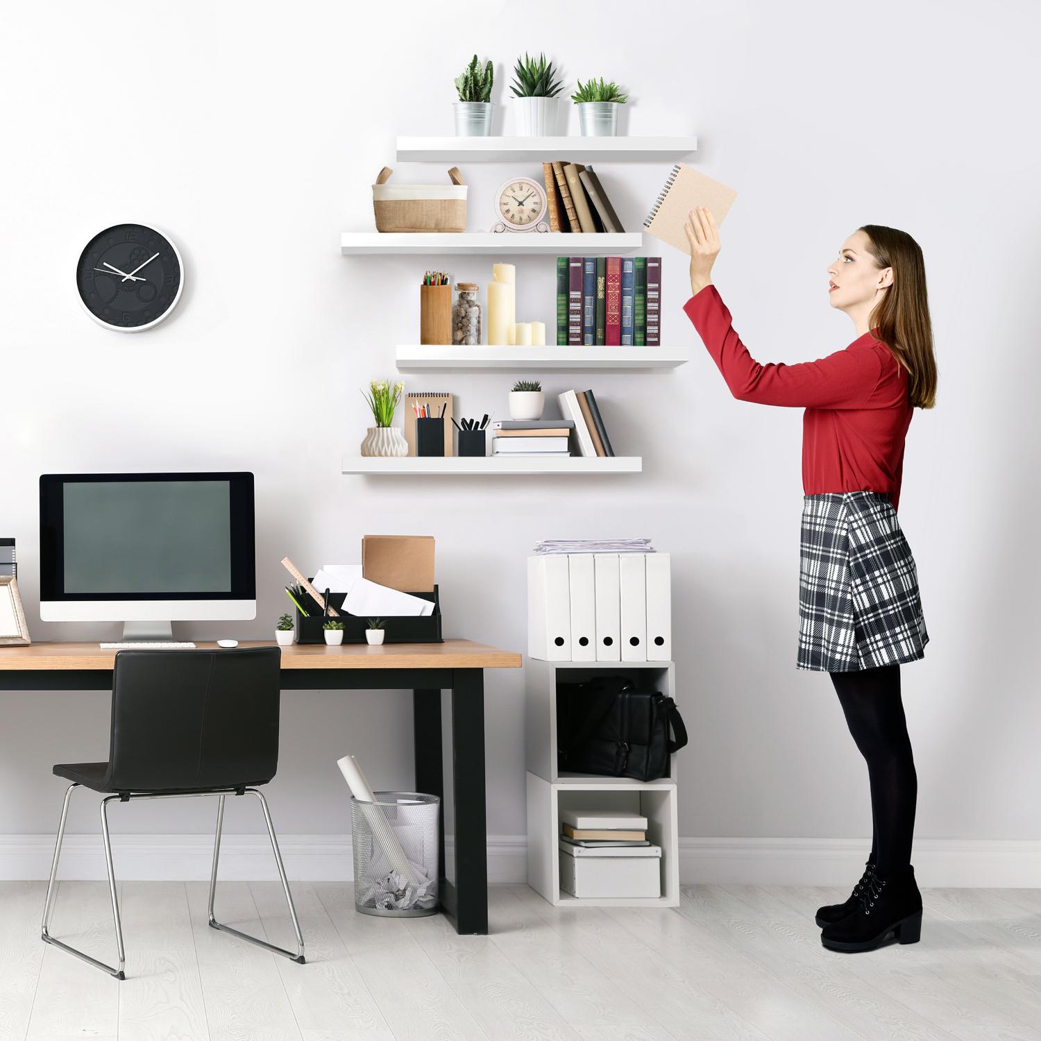 SORBUS WD-FLT4-WH Wall-Mounted-Shelving - View #6