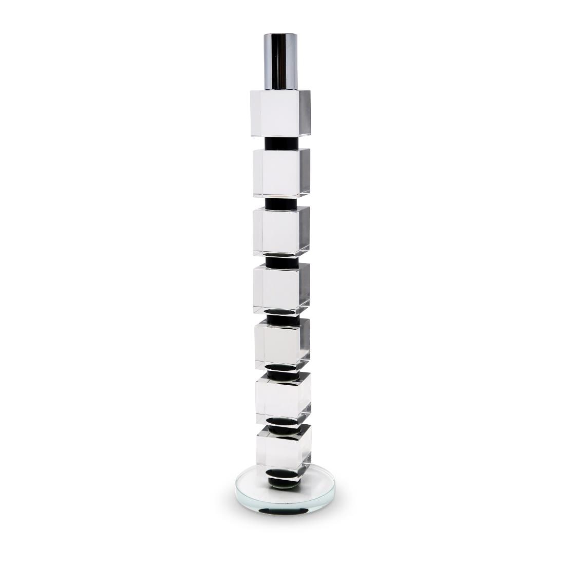 HomeRoots 4000590244 1 Candle Crystal Pillar Candle Holder