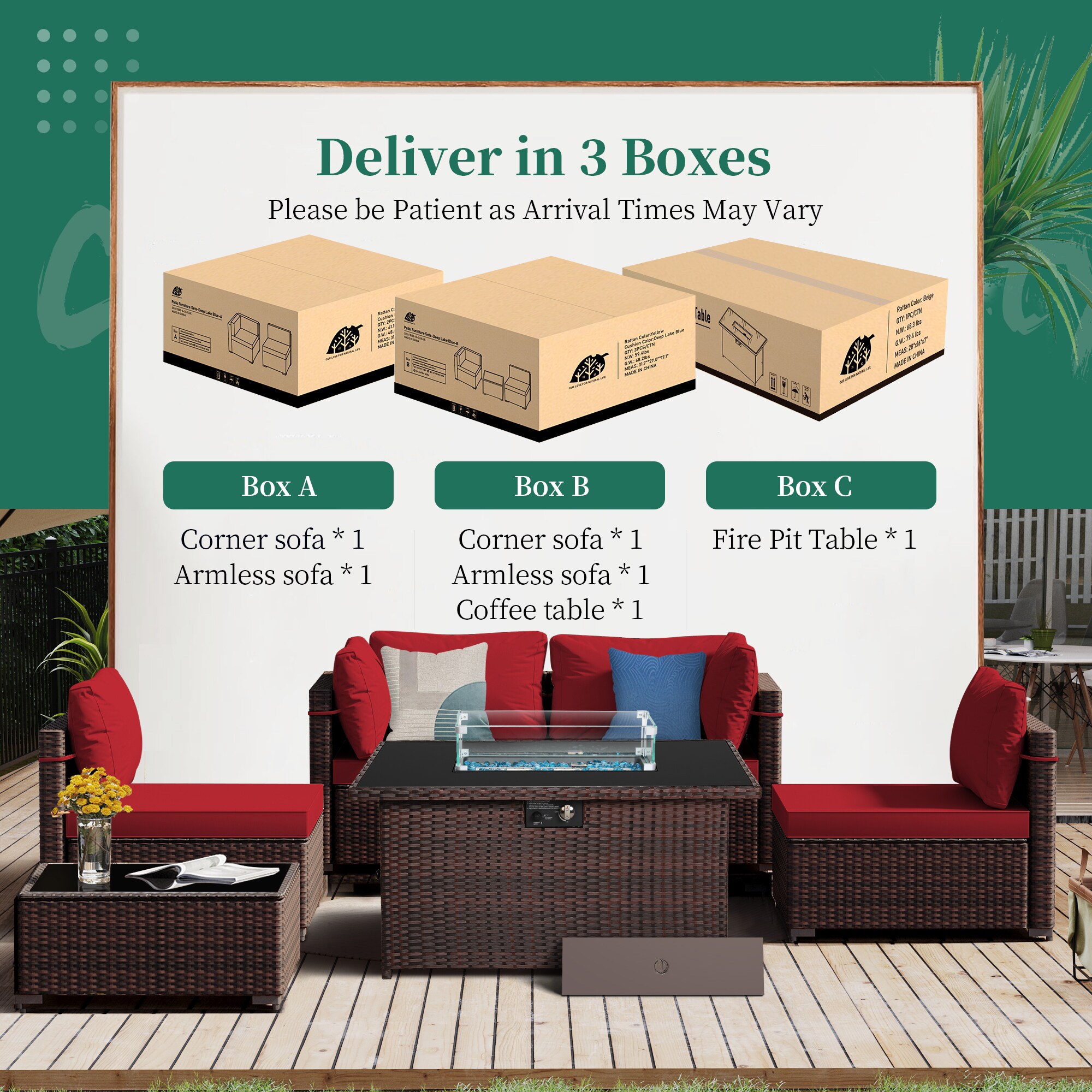 UPHA TBSF-AB43BR-RED Patio-Conversation-Sets - View #9