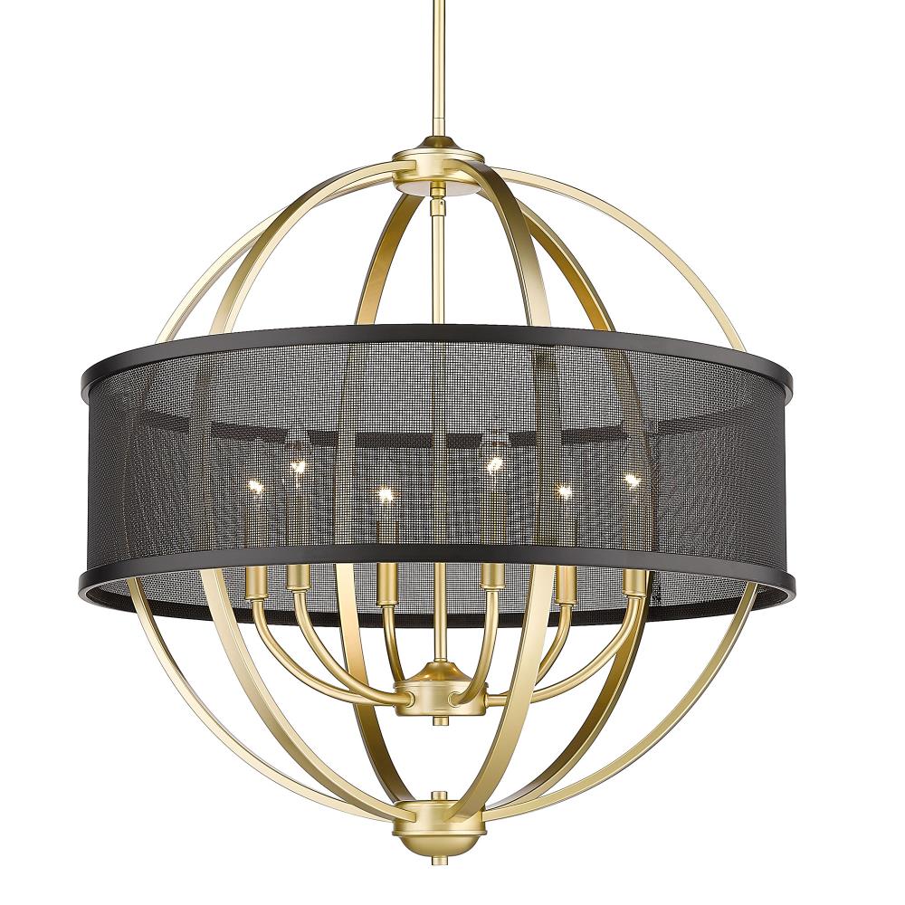 Golden Lighting 3167-6 OG-BLK Colson 6 -Light Gold Farmhouse For Use in Bedrooms, Foyers, Kitchens, Living Rooms Chandelier