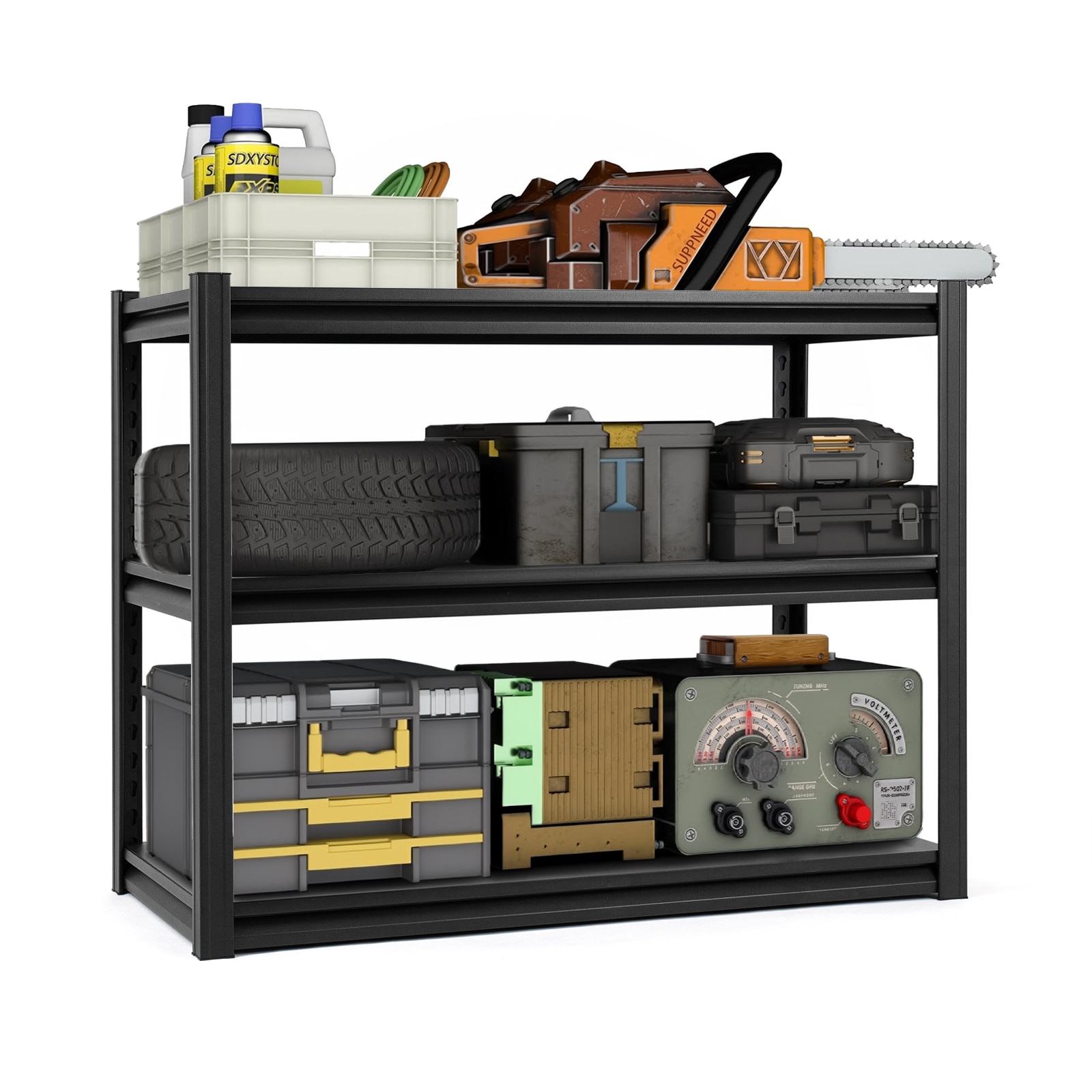 Flynama 39-in W x 20-in D x 31.5-in H 3 -Tier Heavy Duty Black Metal Utility Shelving Unit