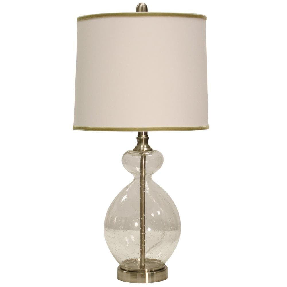 StyleCraft Home Collection L25414DS 28-in Clear Seeded 3-way Table Lamp with Fabric Shade