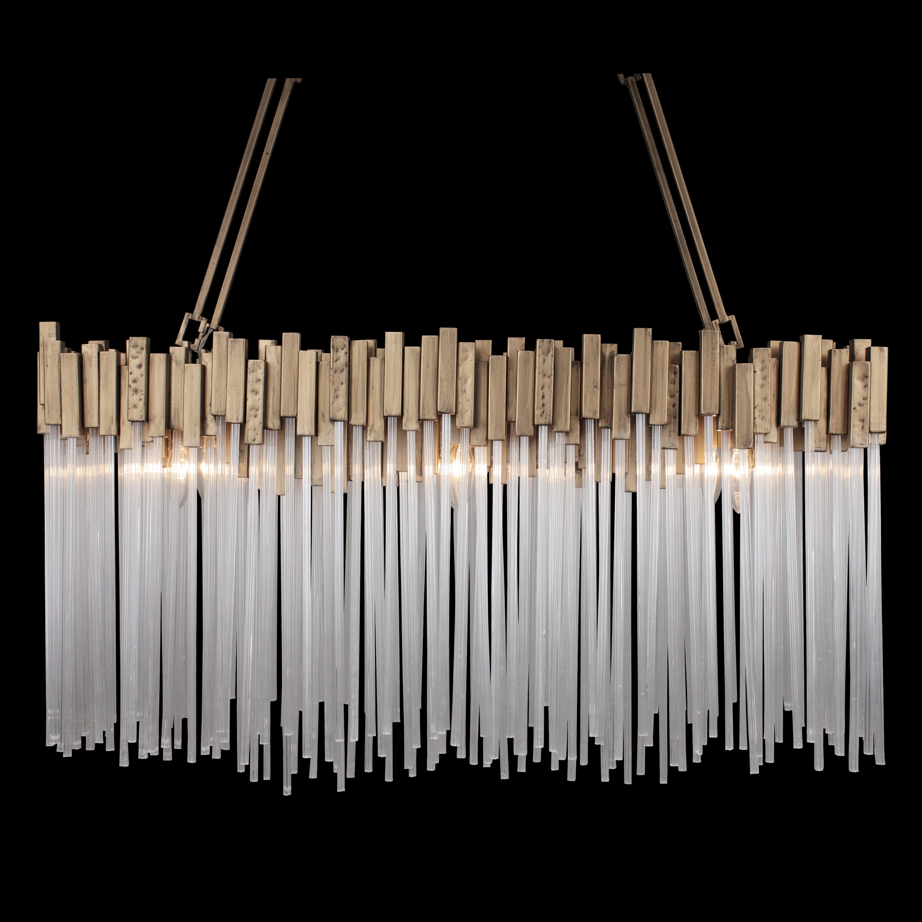 Studio 54 Glam 6-Light Linear Pendant in Havana Gold with Hammered Accents
