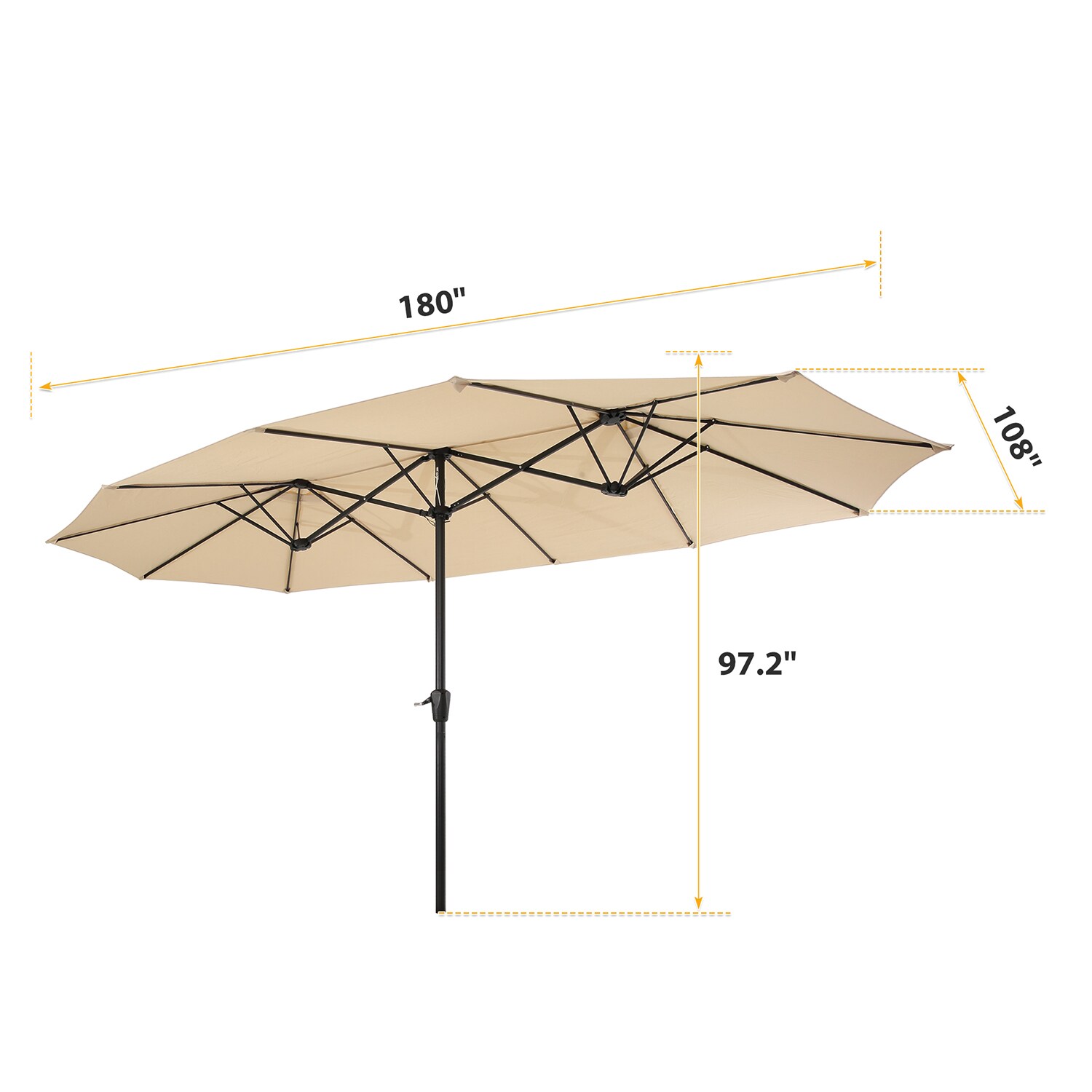 SINOFURN 9x15 ft Double-Sided Rectangular Patio Umbrella with Crank ...