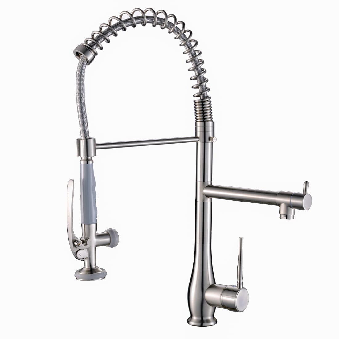 WELLFOR QJ-K-19233N Brushed Nickel Single Handle Deck-mount Pre-rinse Kitchen Faucet with Sprayer