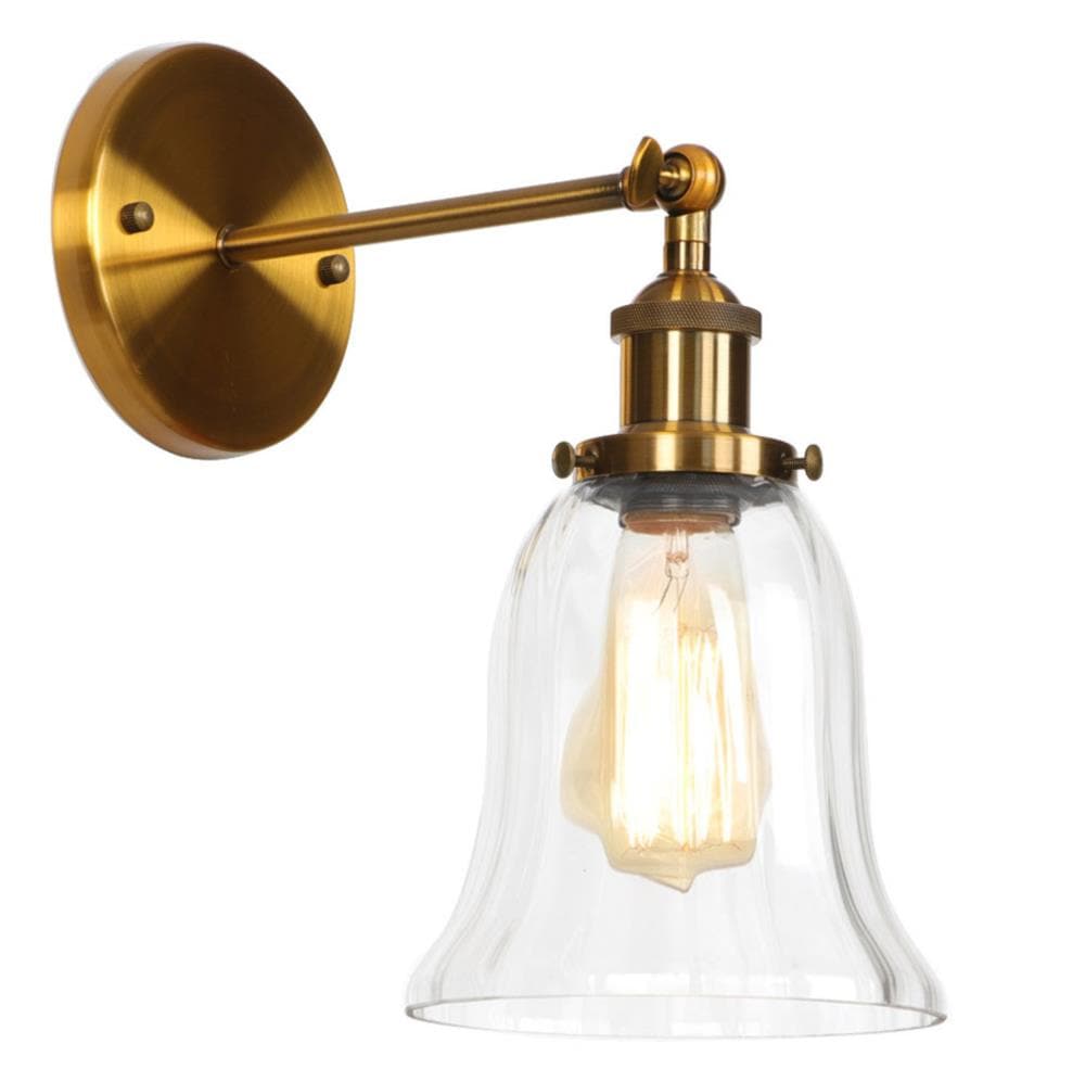 Aiwen US-WS-BD-GG02 Wall L-Amp Swing Arm Wall Sconce with Clear Glass Shade