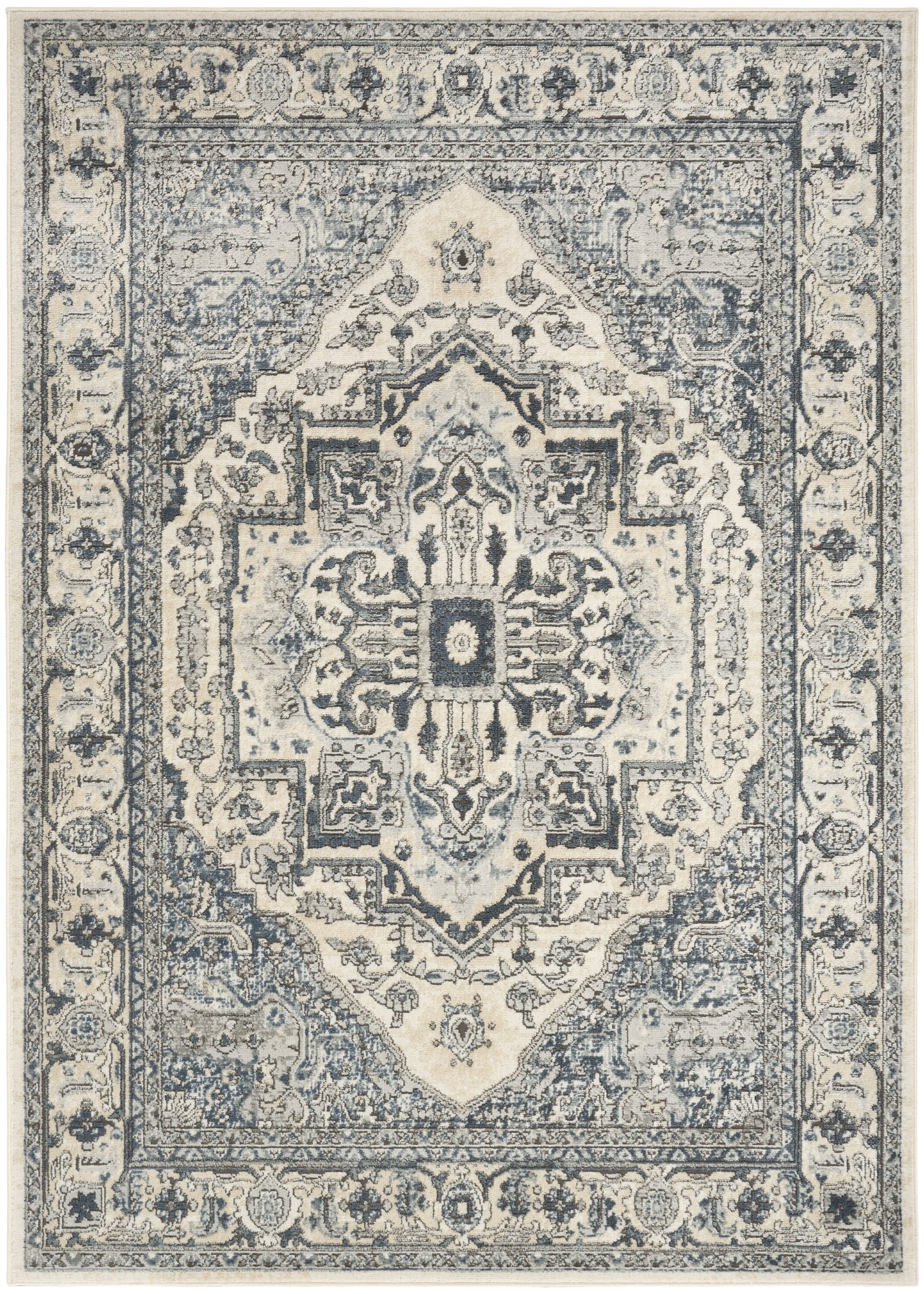  Home Concerto 4 x 6 ft Ivory Navy Indoor Area Rug