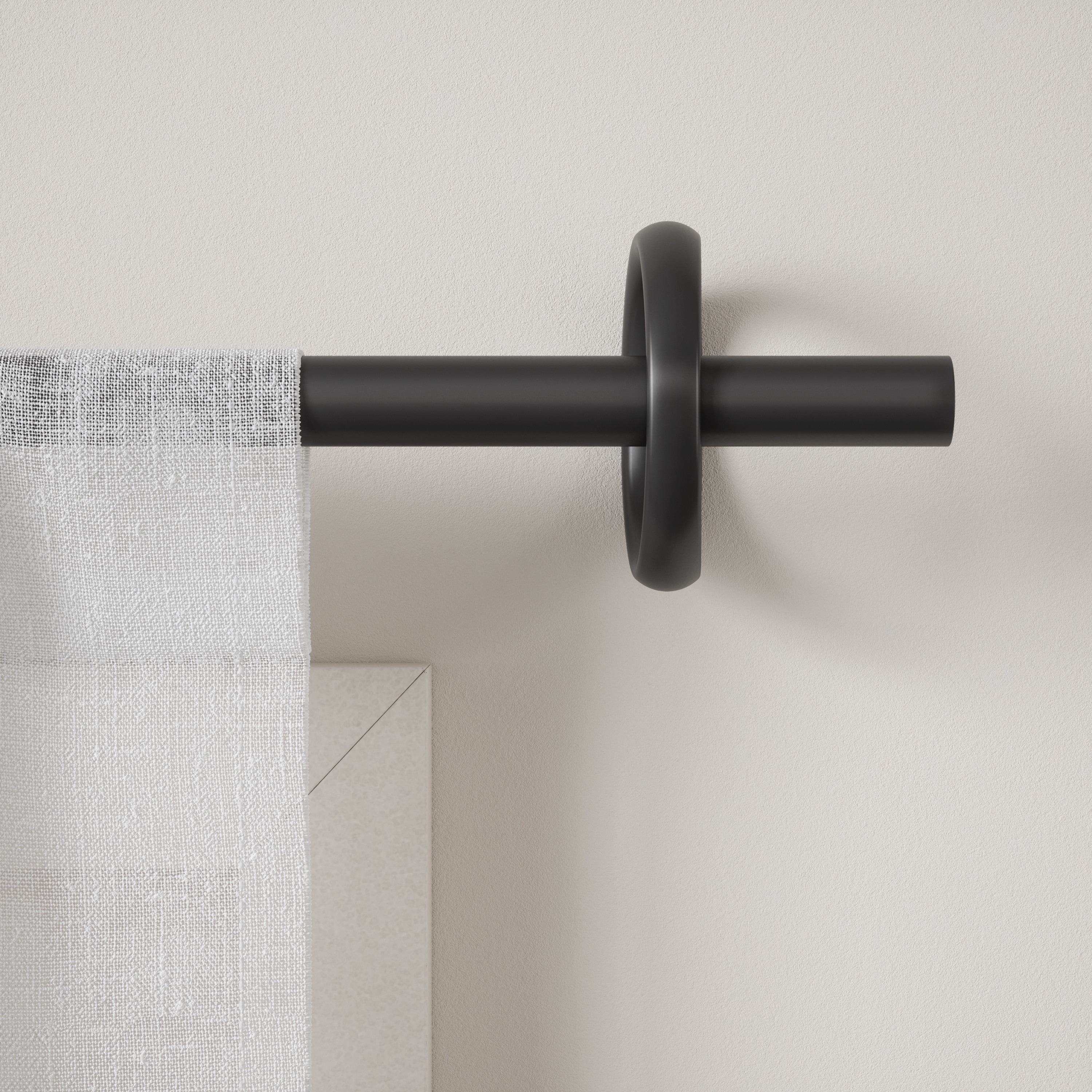 Matte Black Adjustable Steel Curtain Rod with Ring Bracket