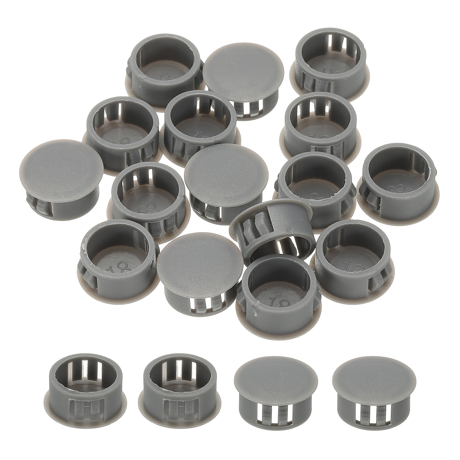 PATIKIL Plastic Hole Plugs 48pcs 3/4 inch(19mm) Plastic Plugs Screw Hole Plug Snap Desk Grommet Buckle Knockout Locking Plugs Furniture Insert End Cap for Holes Kitchen Cabinet Gray