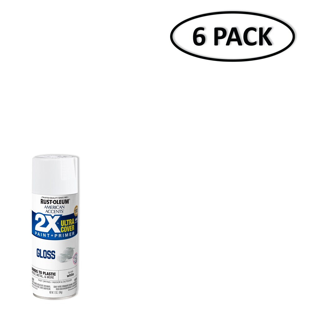 Rust-Oleum 334048-6PK Painter's Touch 2x Ultra Cover Spray Paint, 12 oz, Gloss White, 6 Pack