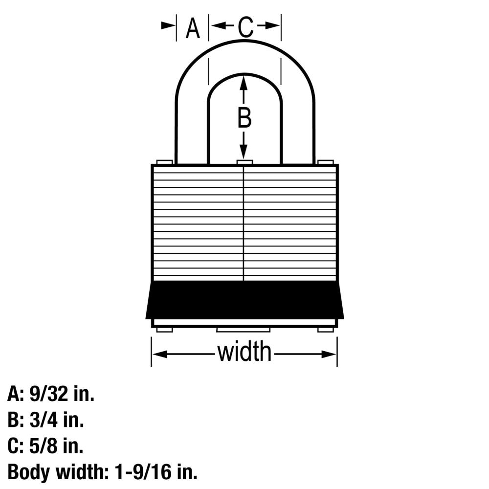 Master Lock Commercial Keyed Padlock, 1-9/16-in Wide x 1-1/2-in