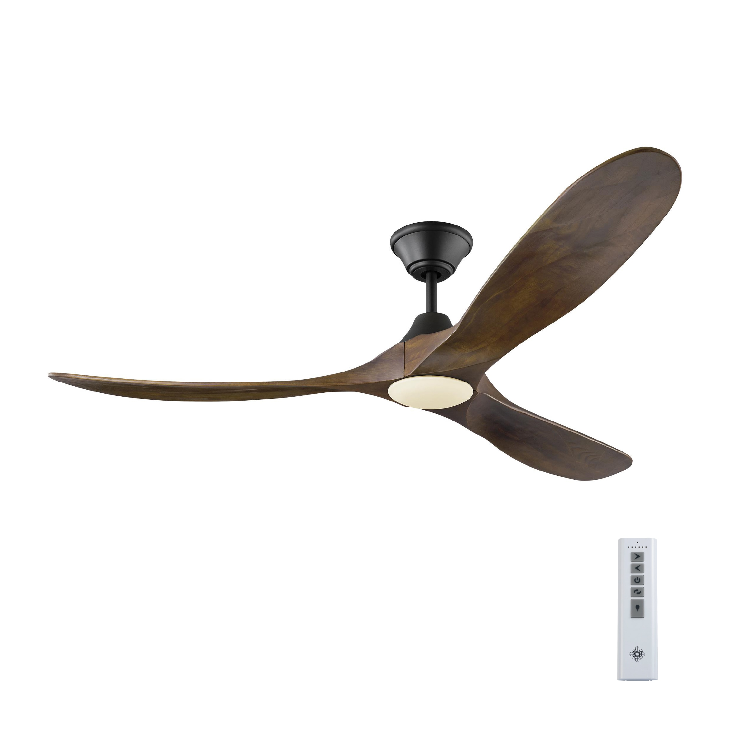 60 Maverick Damp 3-Blade Walnut and Black Ceiling Fan with Remote - #22T56