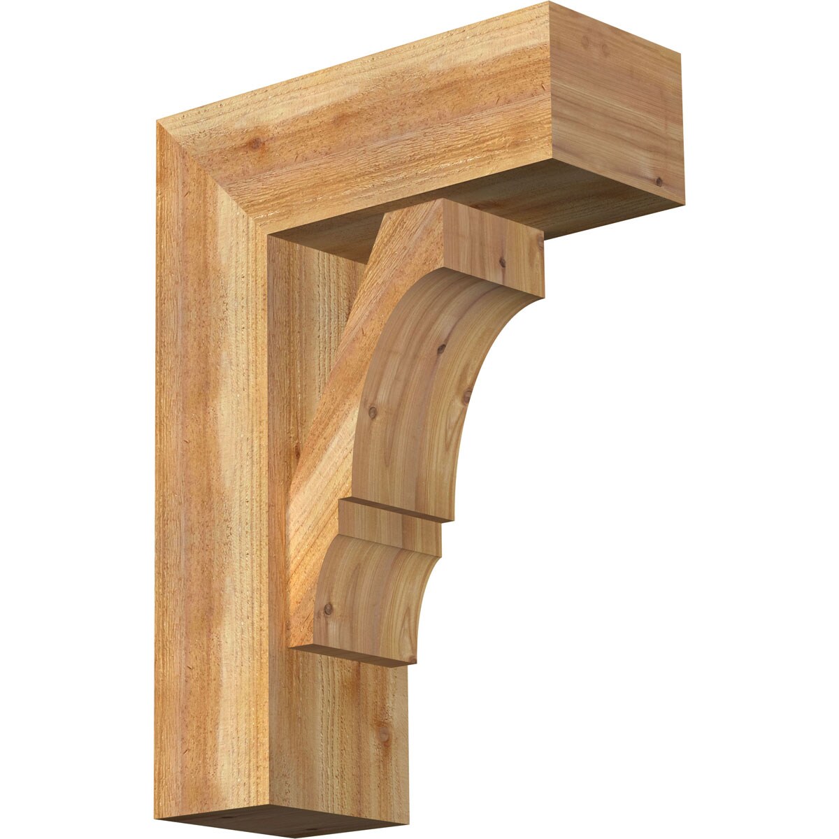 Ekena Millwork 1461868 Balboa Block Rough Sawn Bracket with Offset Brace 8-in x 20-in x 28-in Western red cedar Brown Wood Standard bracket