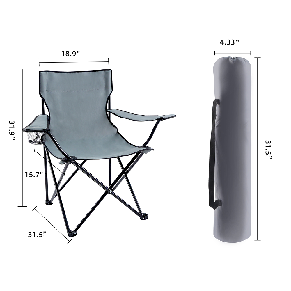 Sunrinx Grey Steel Frame Stationary Beach Chair with Gray Strap Seat in ...