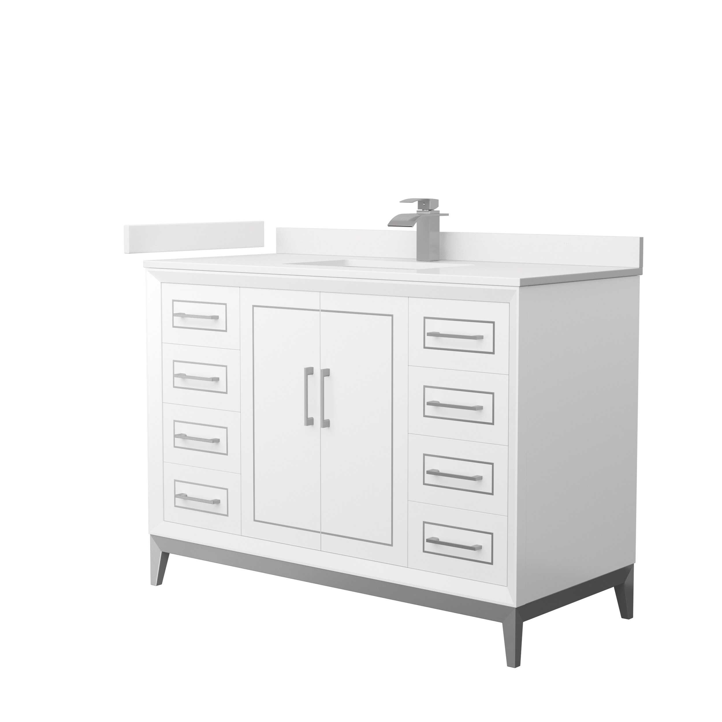 Wyndham Collection WCH515148SWHWQUNSMXX Marlena 48-in White Undermount Single Sink Bathroom Vanity with White Quartz Top