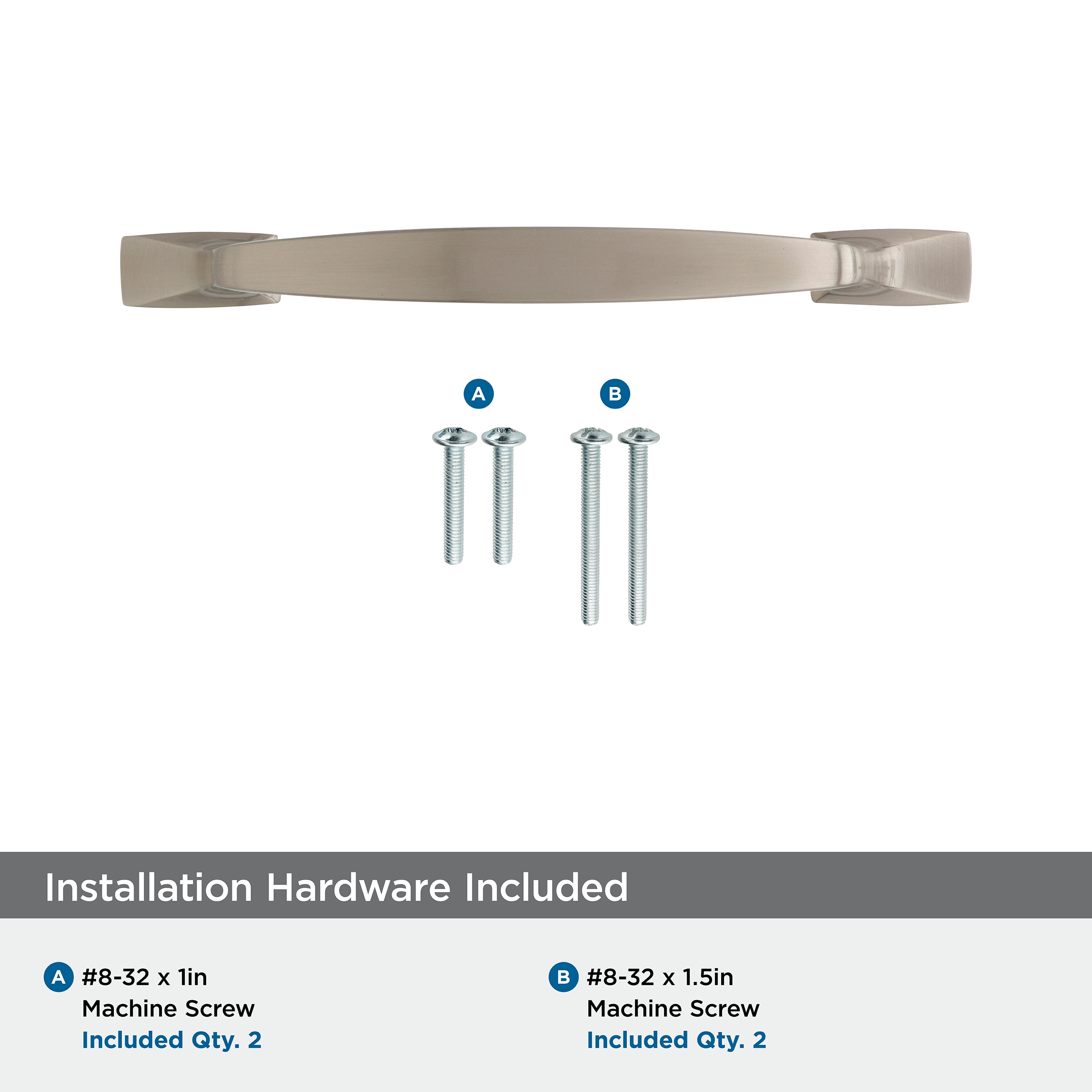 Satin Nickel Brushed Cabinet Drawer Pull with Mounting Hardware