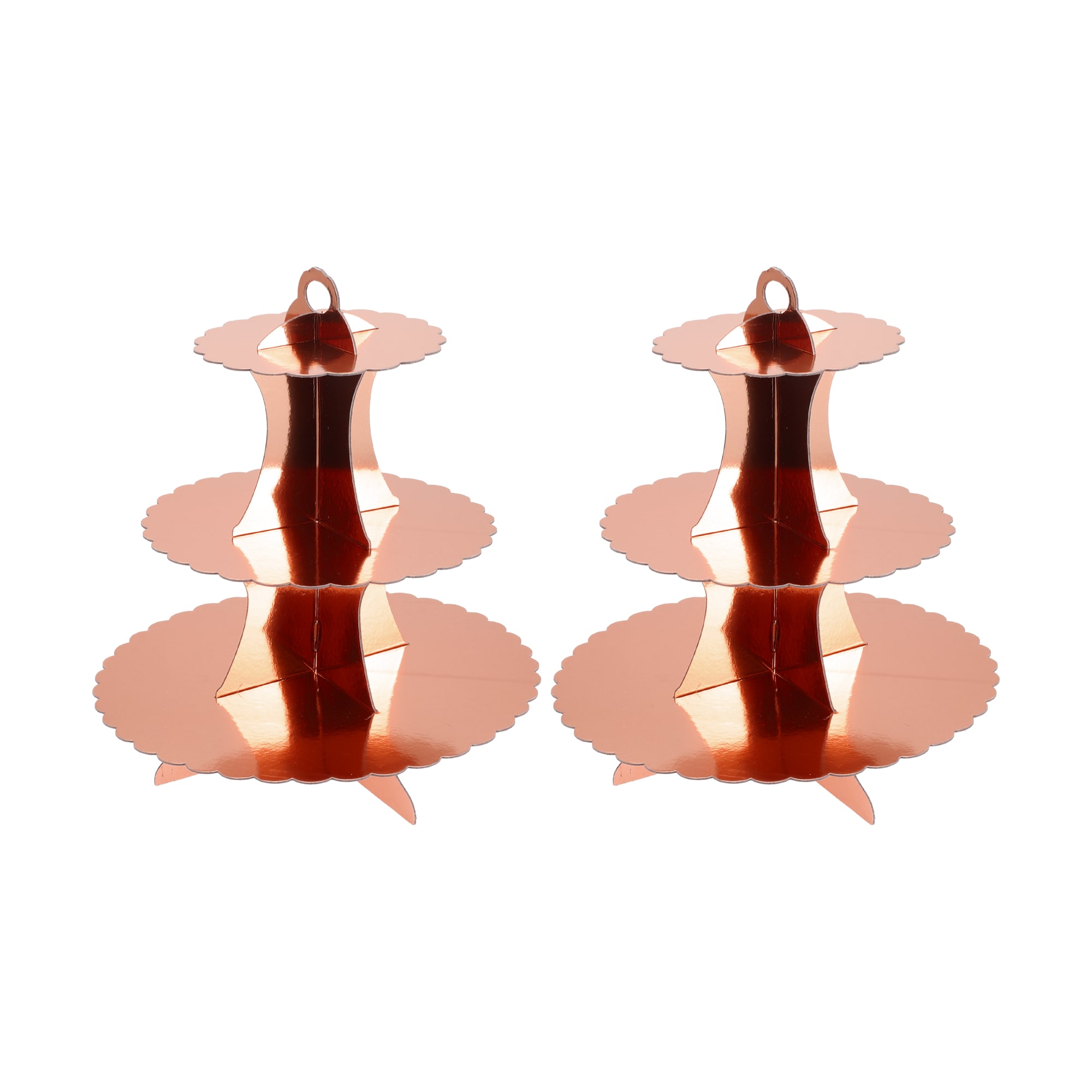 Unique Bargains 2pcs Cupcake Stand 3-Tier Lace Cupcake Stand Tower Cardboard Dessert Cup Cake Stand Tower for Birthday Wedding Party Decoration Rose Gold Tone