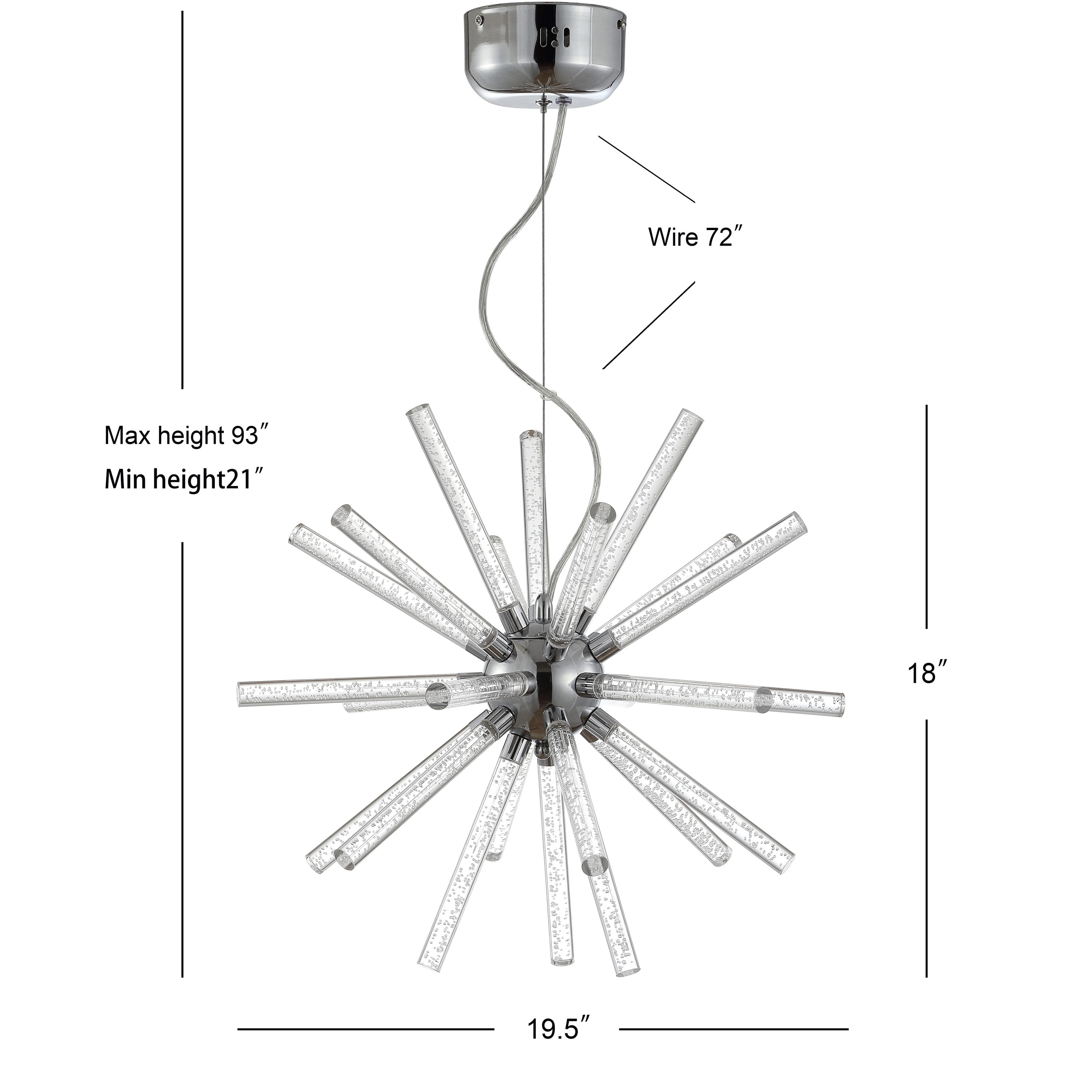 Soyuz 19.5" Chrome Starburst Adjustable LED Pendant Light