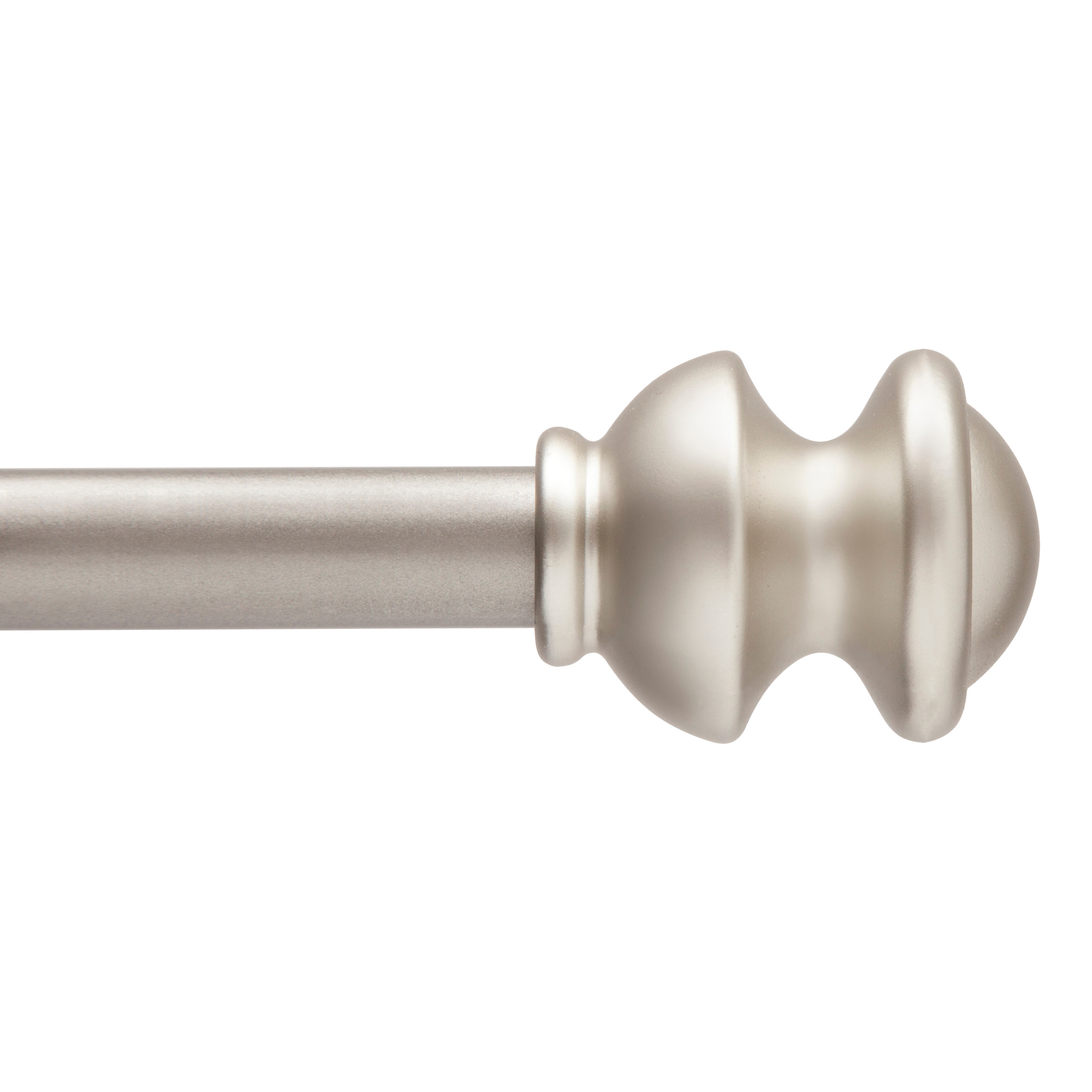 Kenney KN71717V1 Kendall 48-in to 86-in Brushed Nickel Steel Single curtain rod with Finials