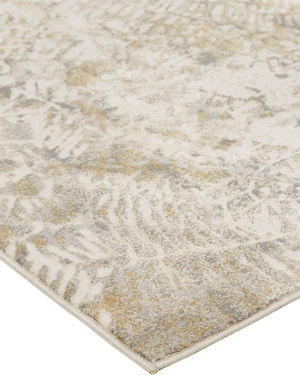 Ivory and Silver Abstract Viscose Area Rug 7.9x10