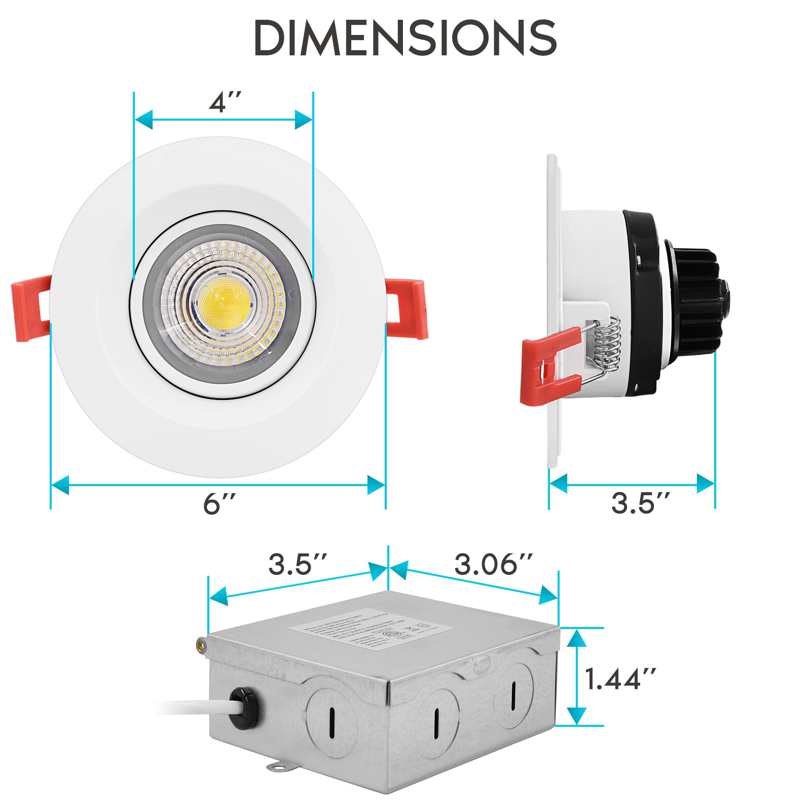 Luxrite 4 inch Trimless LED Recessed Light 5 Color Option Plaster Downlight 1000 Lumens Dimmable Wet Rated, Other