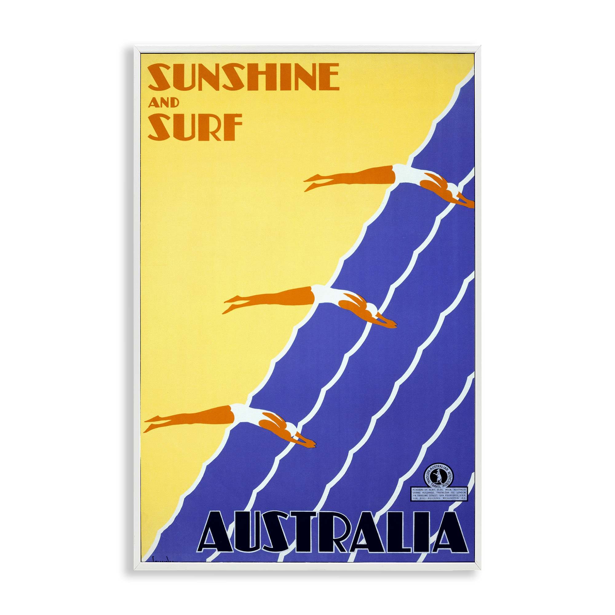 Stupell Industries BT-365-WFR-20X30 Sunshine and Surf Australia White Framed Giclee Art By Marcus Jules 20 x 30