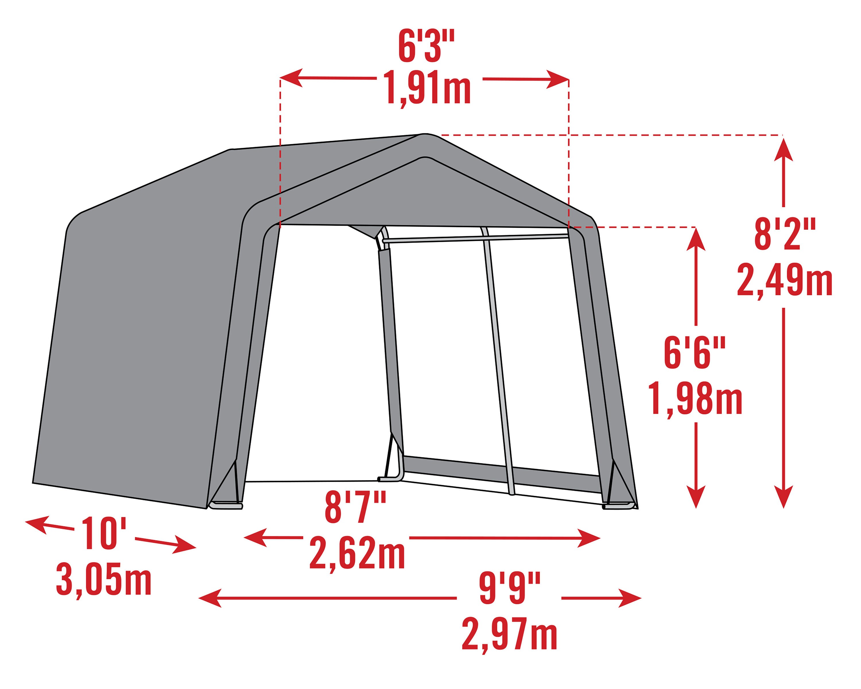 10' x 10' Green Galvanized Steel Storage Shed