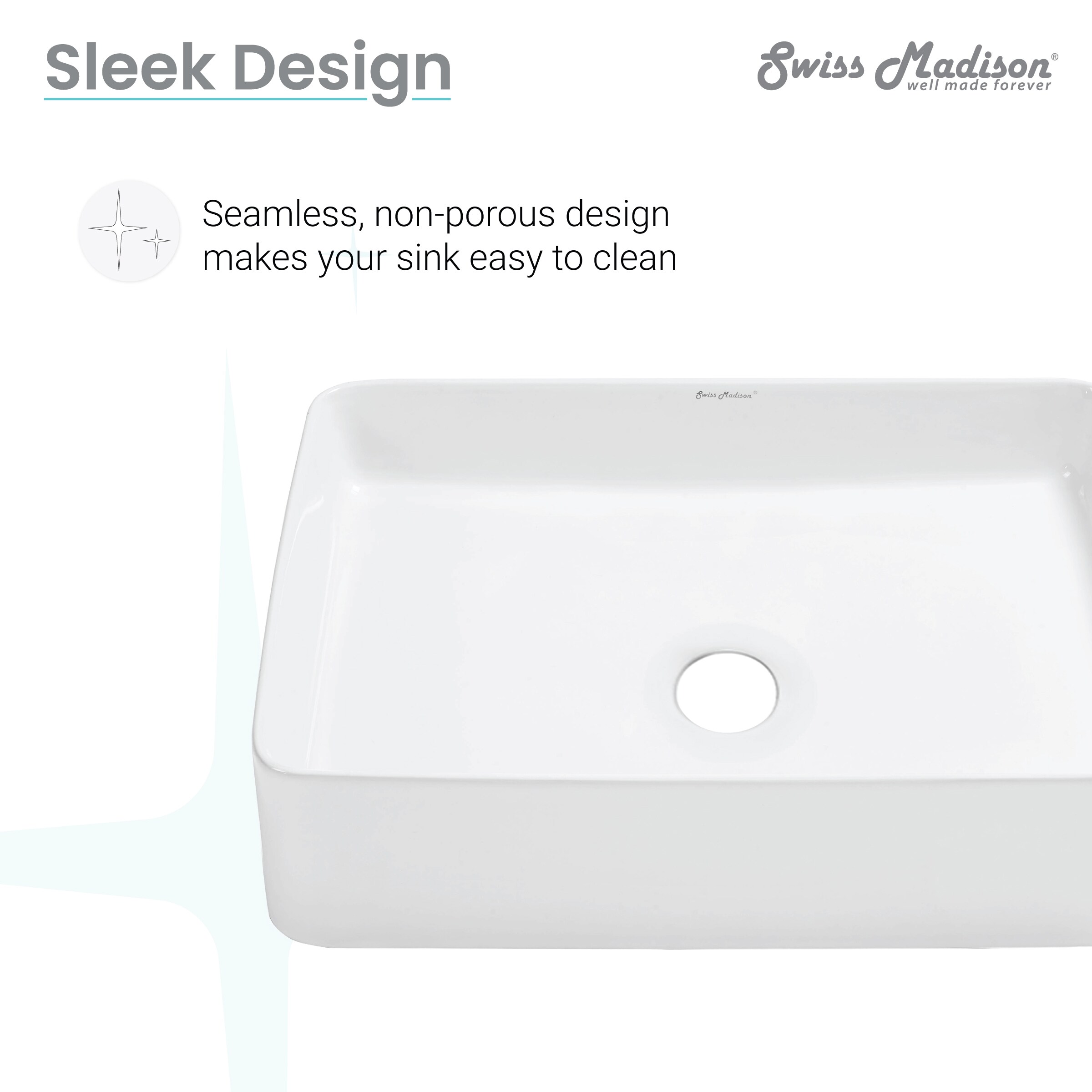 Glossy White Ceramic Rectangular Above-Counter Vessel Sink