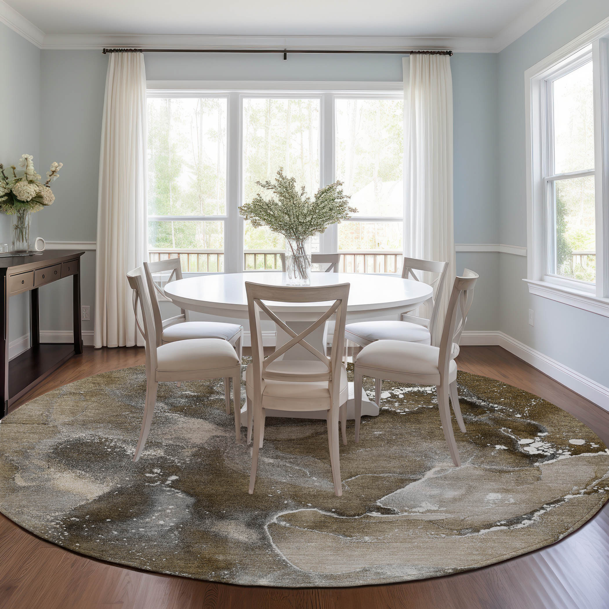 Addison Rugs ACN518BR8RO Chantille ACN518BR 8 x 8 (ft) Polyester Brown Round Indoor/Outdoor Abstract Machine washable Area rug