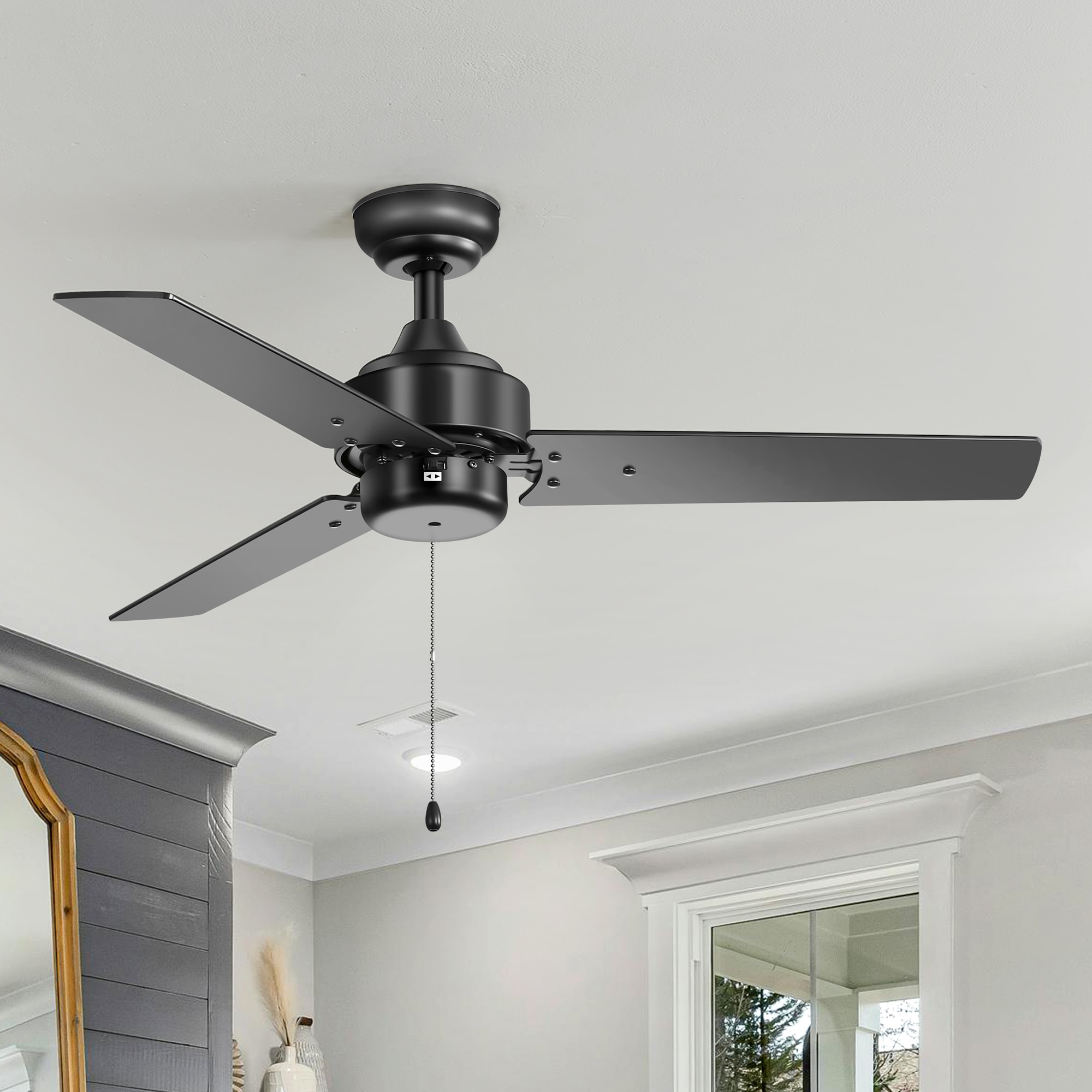 Breezary 30009-BK 42-in Black with Plywood Blades Propeller Ceiling Fan Without Light ( 3 -Blade )