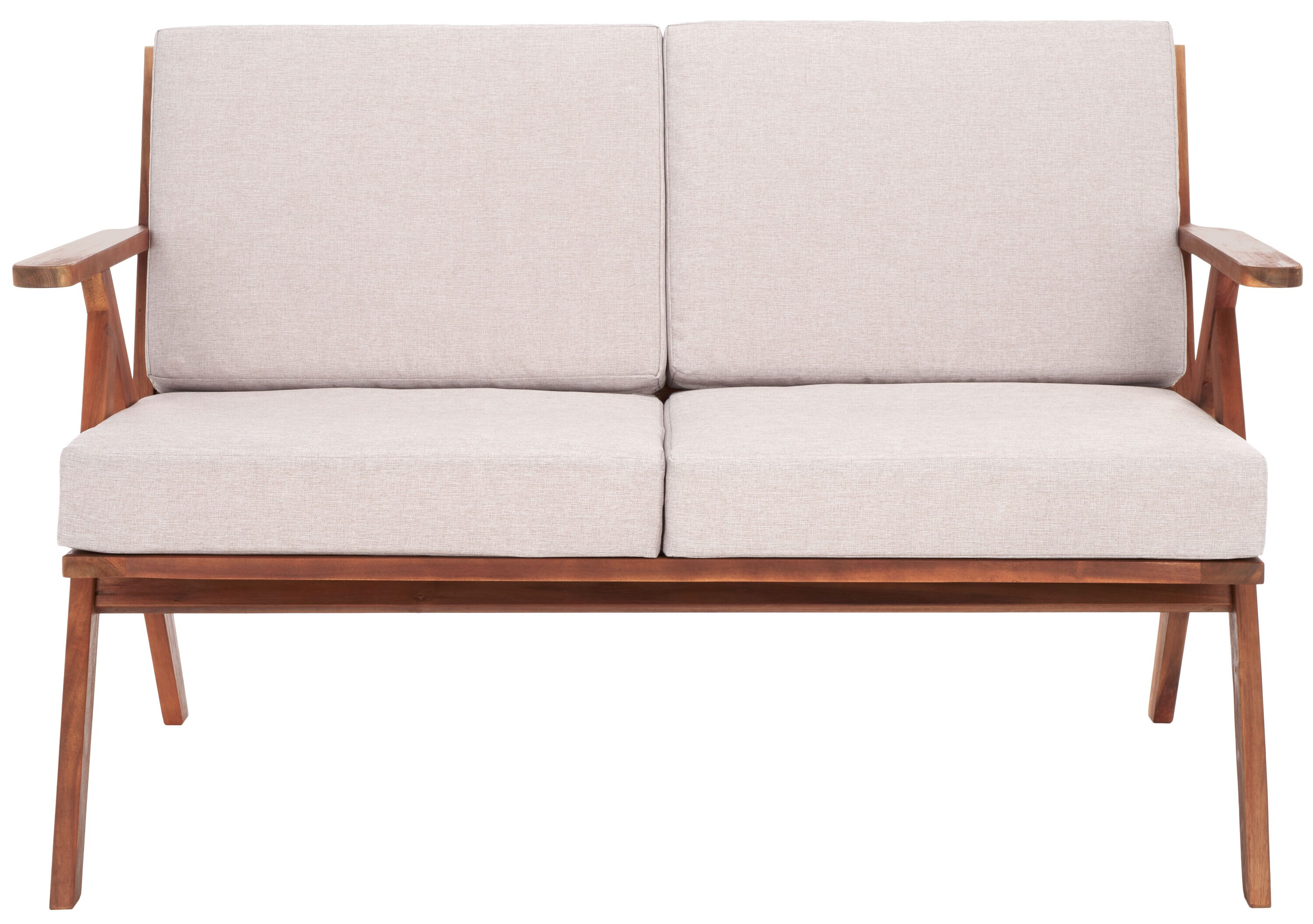 Safavieh PAT7325E Dryad 49.2-in W x 31.9-in H Natural/Light Grey Acacia Love seat Bench