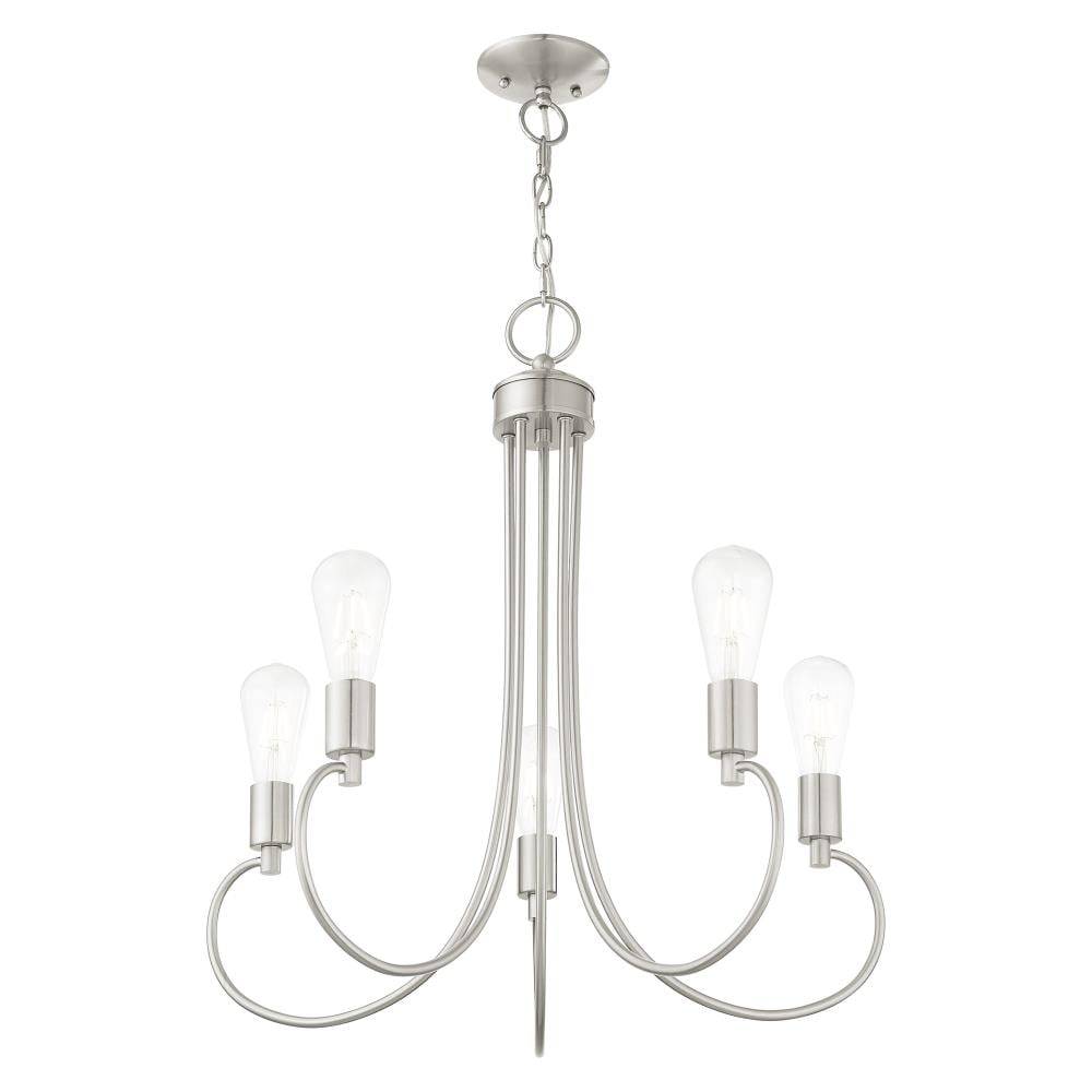 Elegant Brushed Nickel 5-Light Chandelier with Crystal Accents