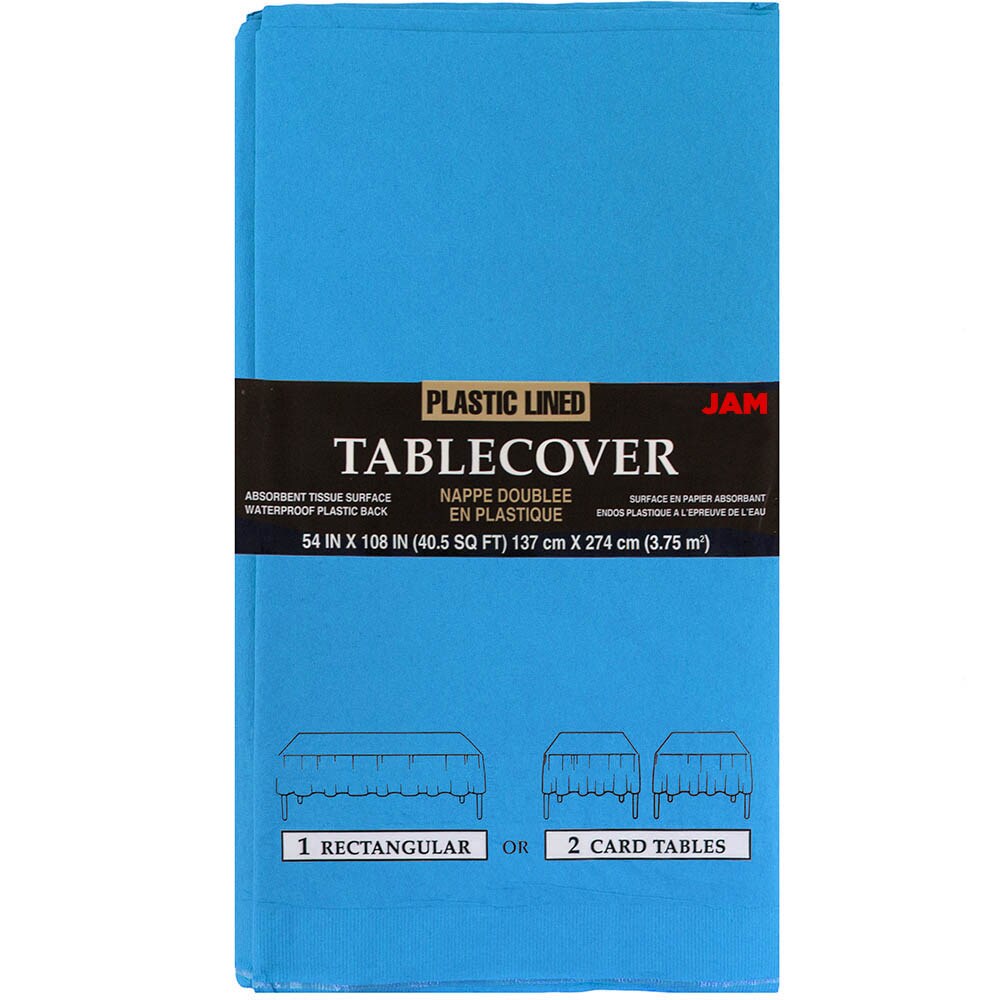 JAM Paper 291329701 Indoor/Outdoor Color: Sea Blue Disposable Tablecover Easily match your party theme with colored table covers Table Cover for 8-ft rectangle