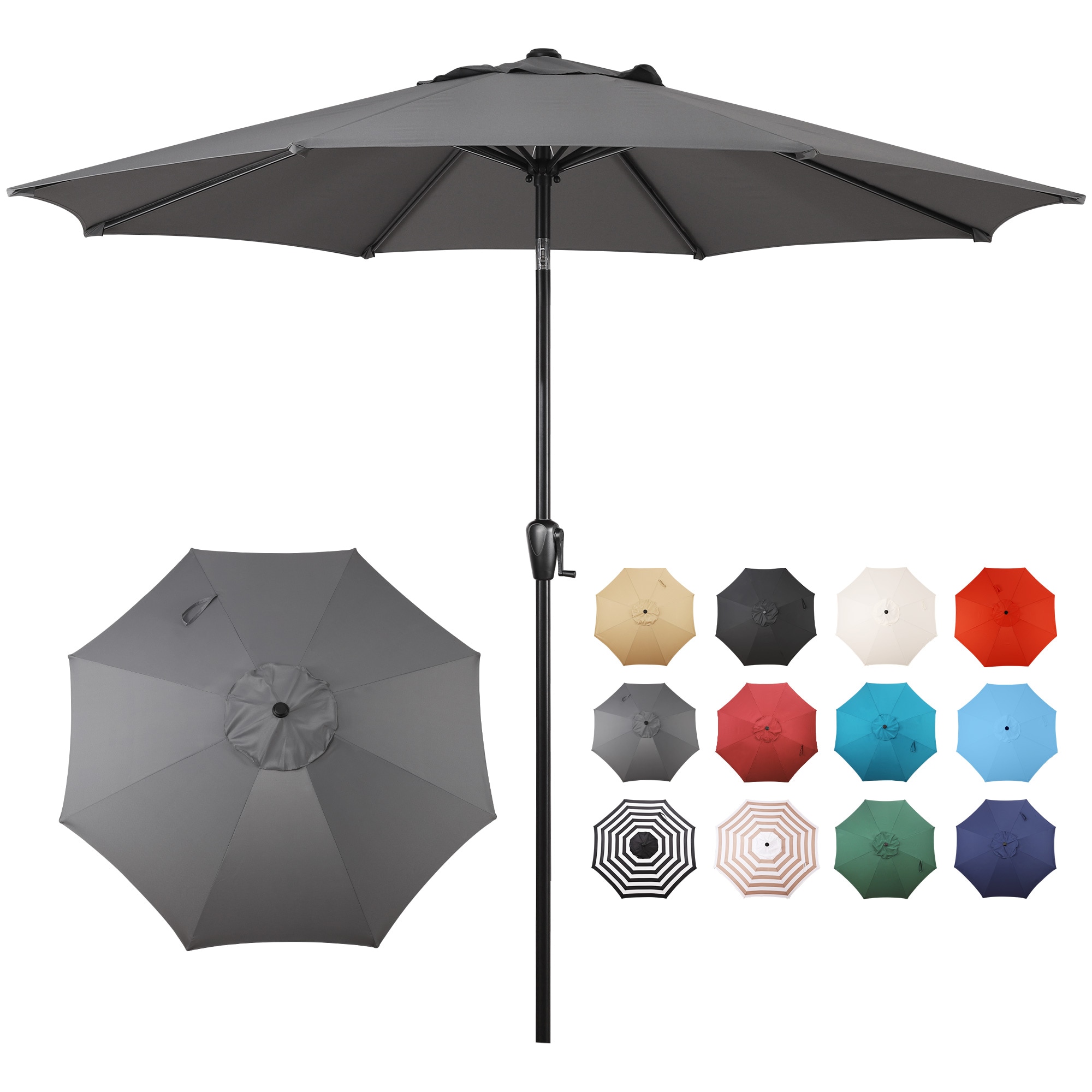 Patio Premier 2L1006G 9-ft Steel Gray Push-button Tilt Market Patio Umbrella